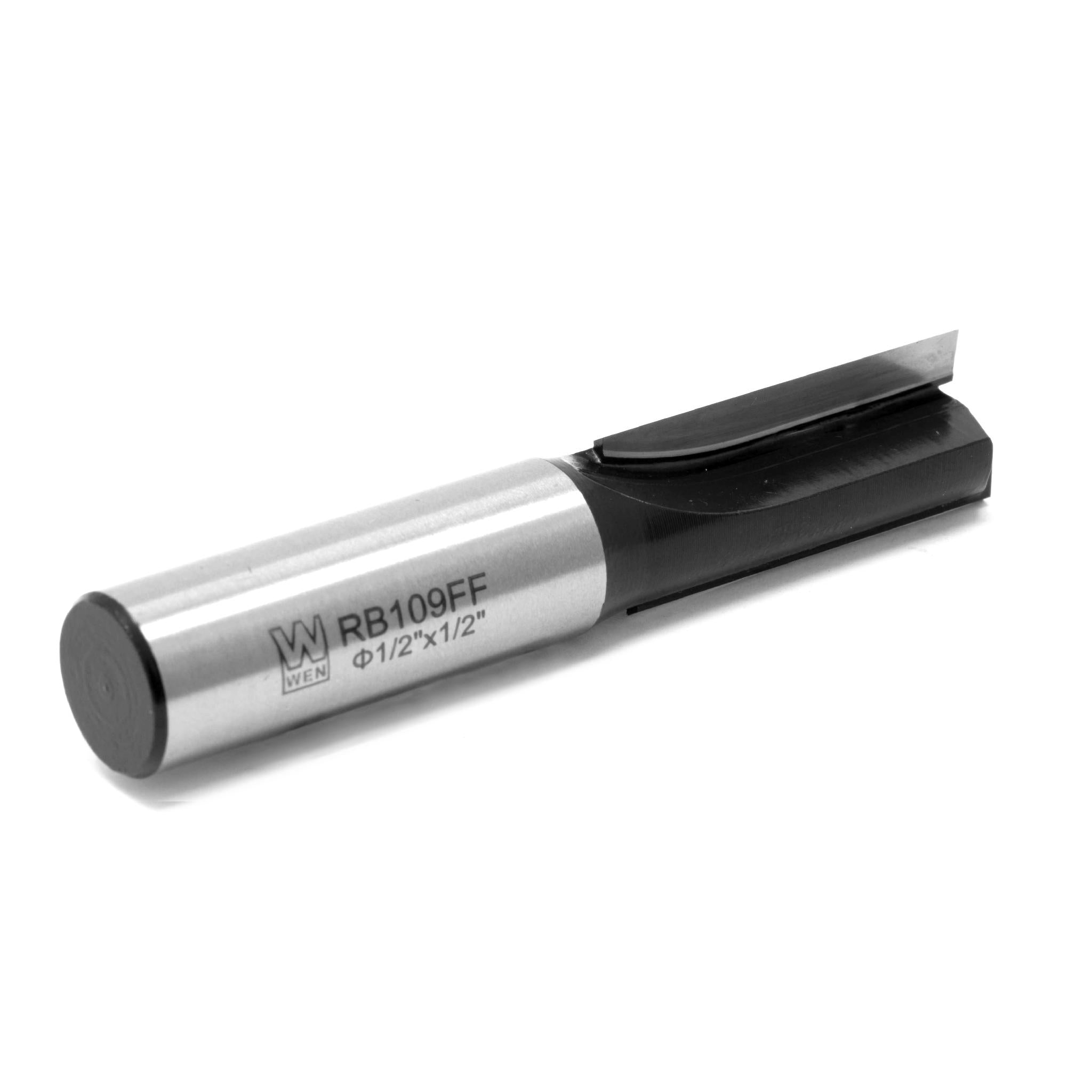 WEN RB109FF 1/2 Inch Straight 2 Flute Carbide Tipped Router Bit with 1/2 Inch Shank - Perfect for Woodworking, Cabinetry, and DIY Projects