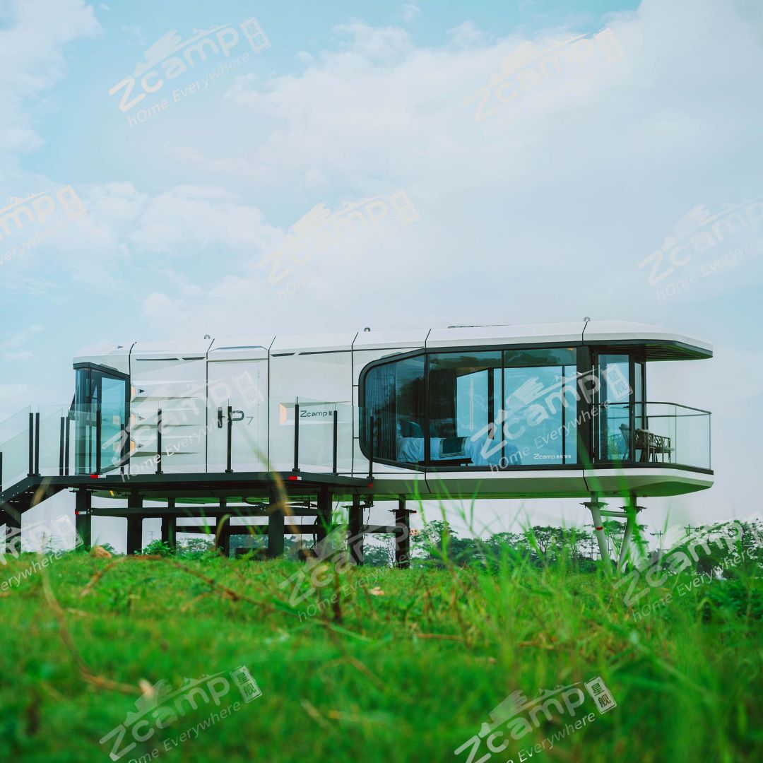Zcamp P7 Modern Prefab House with Balcony - Prefabricated Tiny Home for Backyard, Vacation & Off-Grid Living - Easy Assembly Cabin for Camping, Guest House or Airbnb Rental