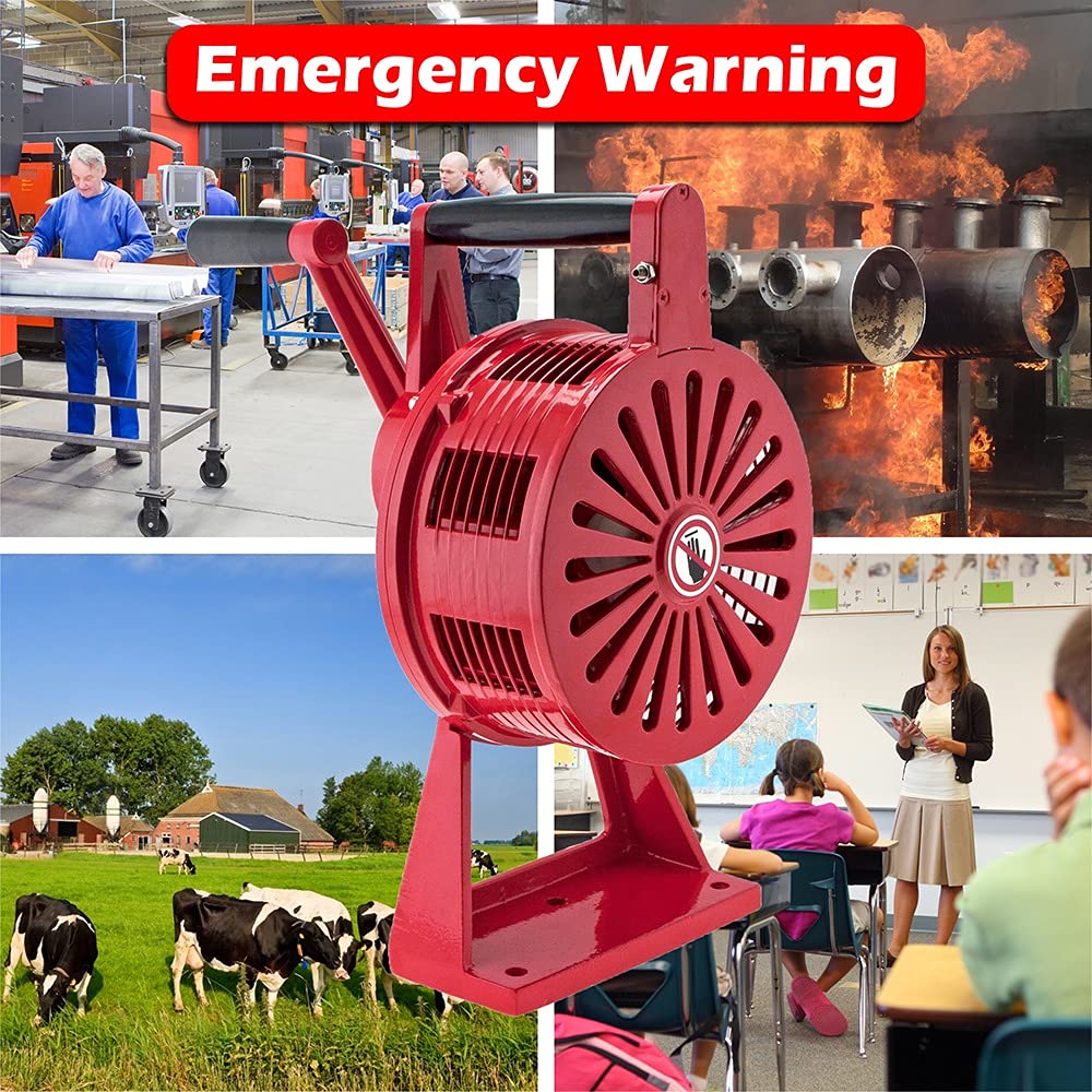 Vixen Horns VXS-1200MR Heavy Duty Hand Crank Air Raid Siren - 120dB Loud Tornado Warning Alarm with Table Mount for Emergency, Construction Sites & Storm Safety | Ideal for Fire Alerts, Disaster Preparedness & Industrial Use