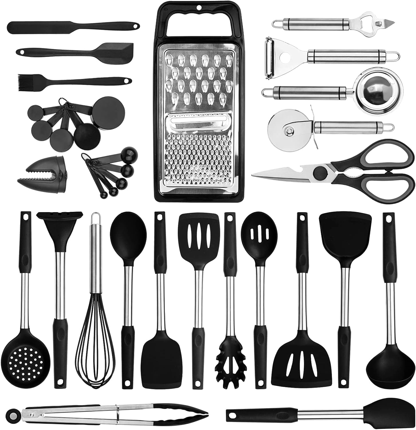 Nonstick Silicone Kitchen Utensil Set - 46pcs Cooking Tools for Pots & Pans