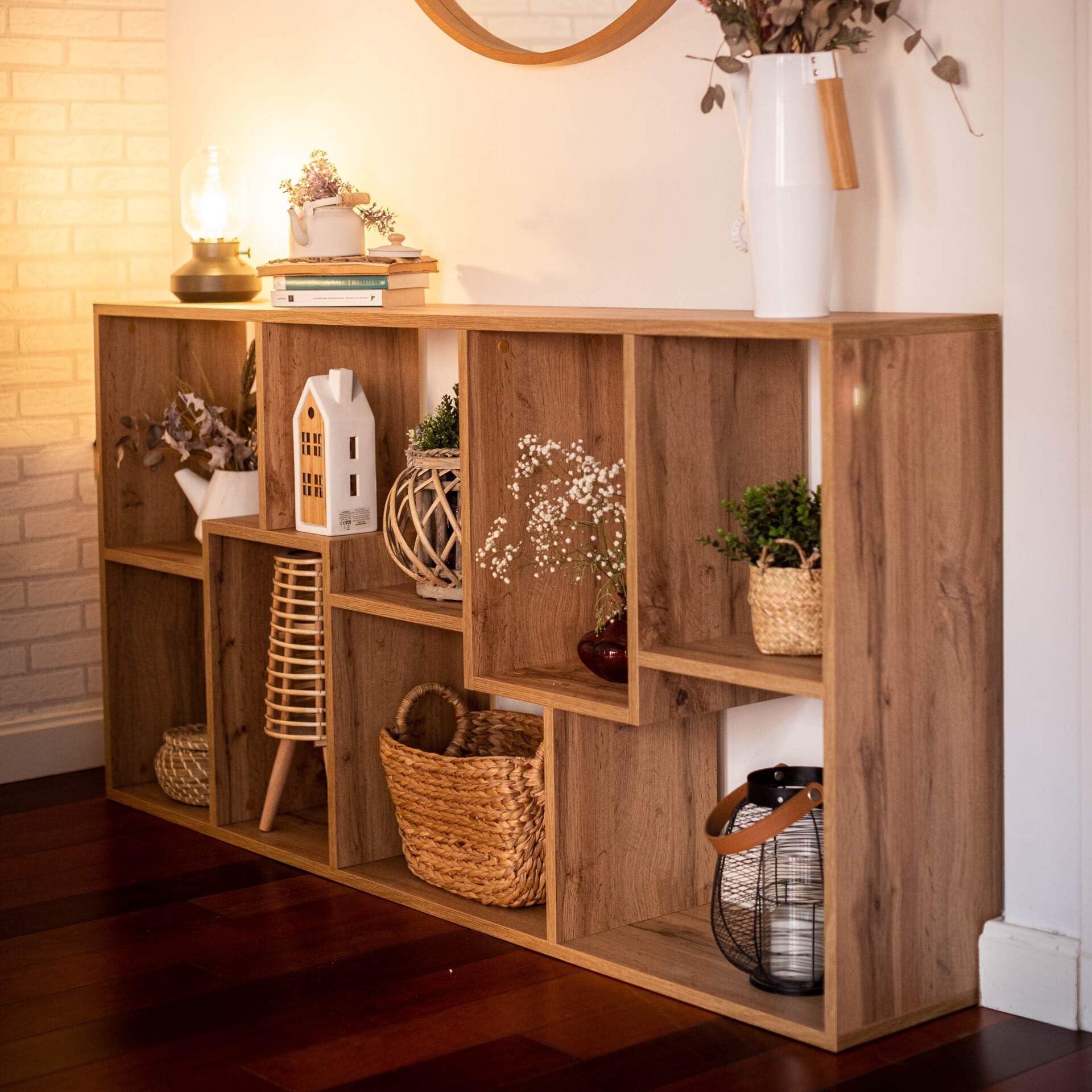 Iacopo XS Rustic Oak Bookcase - 63.31 x 31.5 Inch Modern Storage Bookshelf for Living Room & Office - Italian Furniture for Home Decor & Workspace Organization