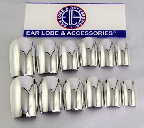 12pcs Metallic Mirror Finish Silver False Nails - Glamorous Press-On Nails for Parties, Weddings & Special Occasions
