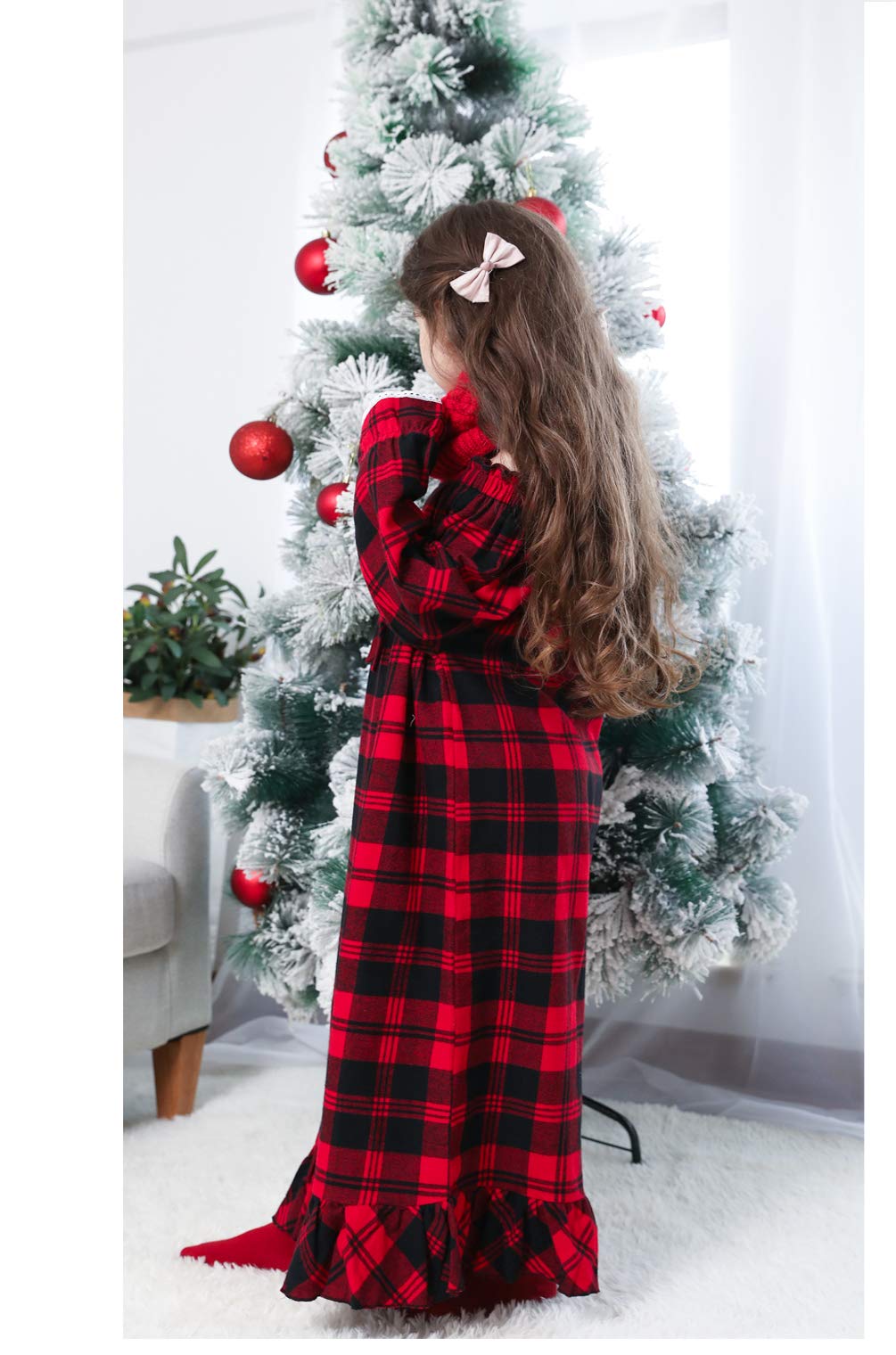 **Princess Nightgown for Girls 3-12 Years - Winter Long Sleeve Flannel Nightdress Pajama Dress - Soft & Warm Sleepwear for Kids - Perfect for Bedtime & Cozy Winter Nights**