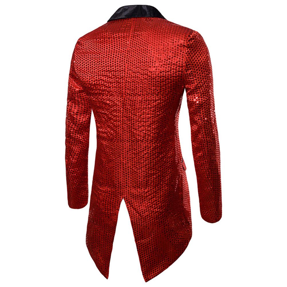 Elegant Red Sequin Embellished Swallowtail Coat for Women - Perfect for Evening Gala, Prom Night & Special Occasions