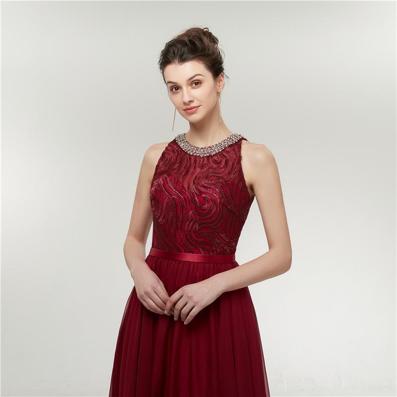 Elegant Red Beaded Long Evening Prom Dress for Women - Perfect for Formal Parties, Homecoming, and Special Occasions | Style 12002