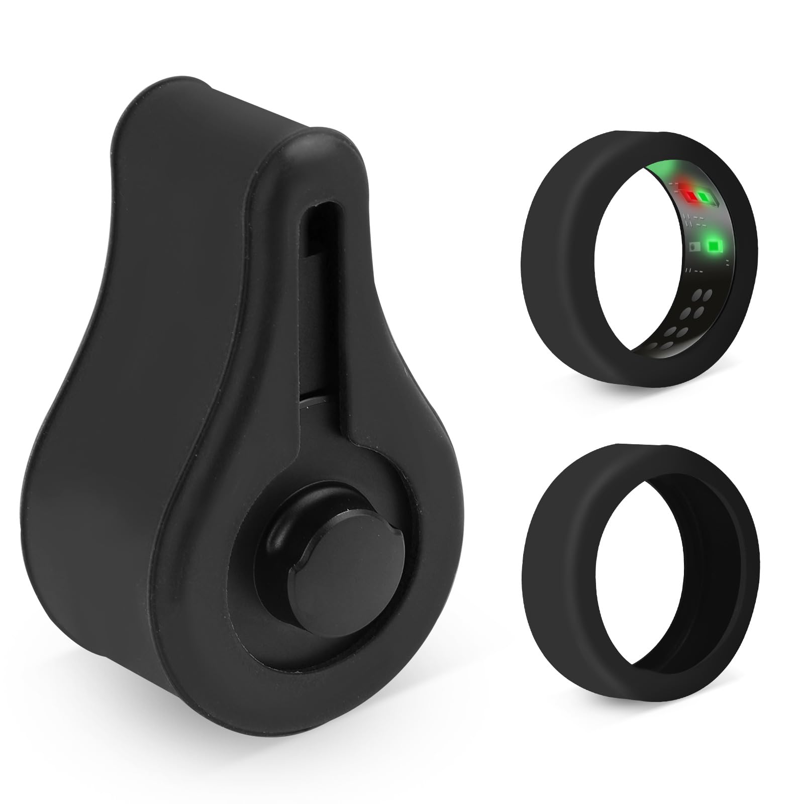 Oura Ring Gen 3 Charger Case with 2 Silicone Smart Ring Protectors - Size M (Fits Oura Ring 11/12/13) - Durable Charger Cover & Ring Case for Workout, Sleep & Daily Wear Protection