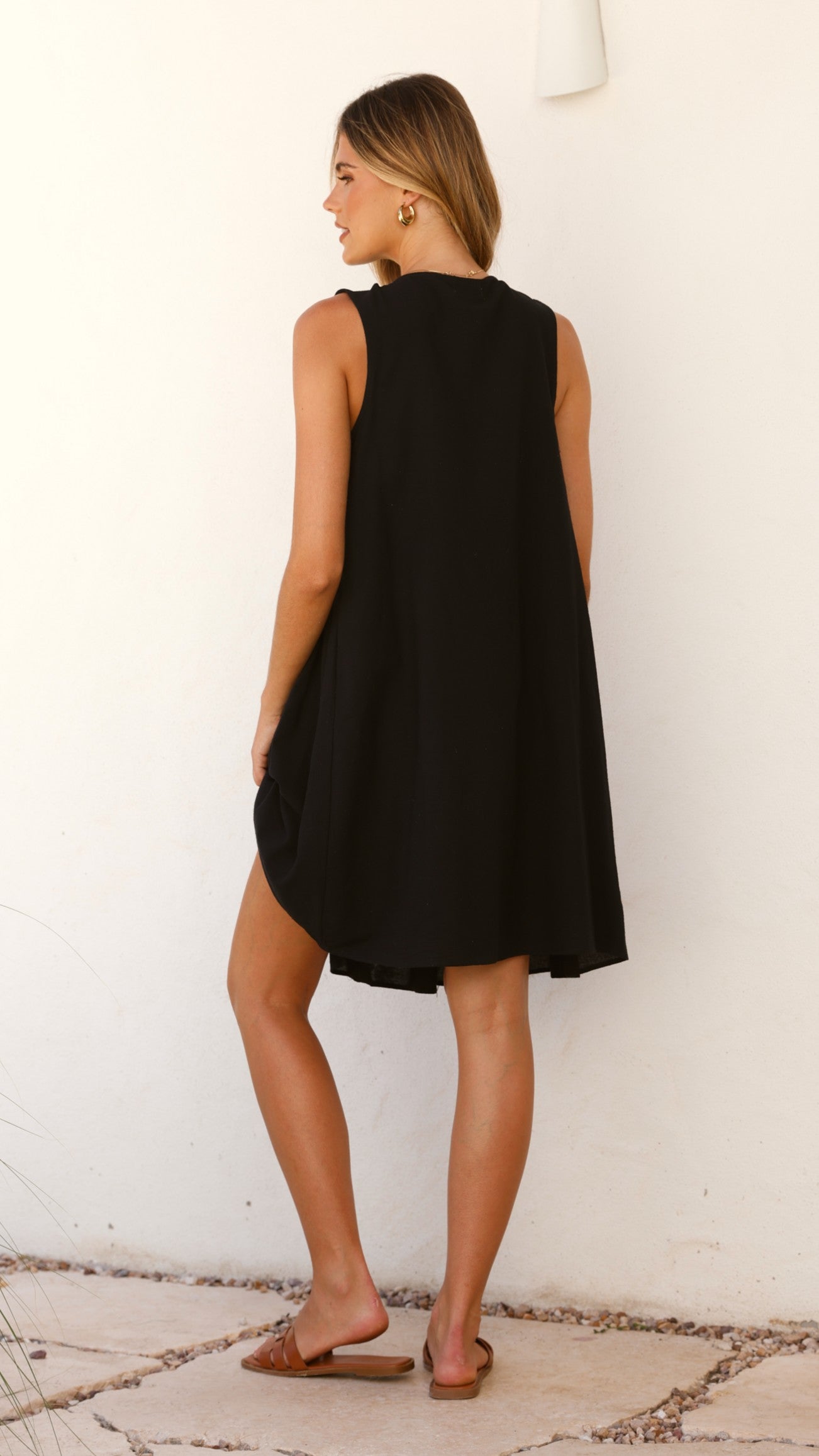 Jacyntah Linen Mini Dress for Women - Black Summer Casual Dress for Beach, Vacation & Date Night