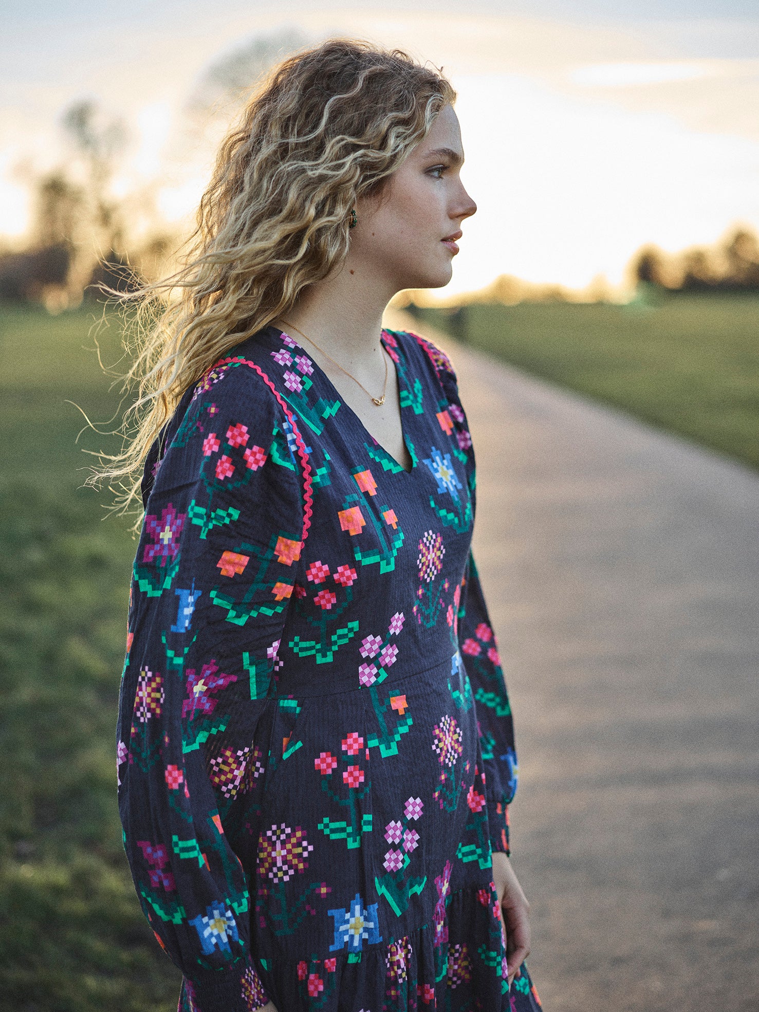 Lowie Needlepoint Print Lottie Dress - Floral Embroidery Summer Dress for Women | Perfect for Beach Vacations, Garden Parties & Date Nights