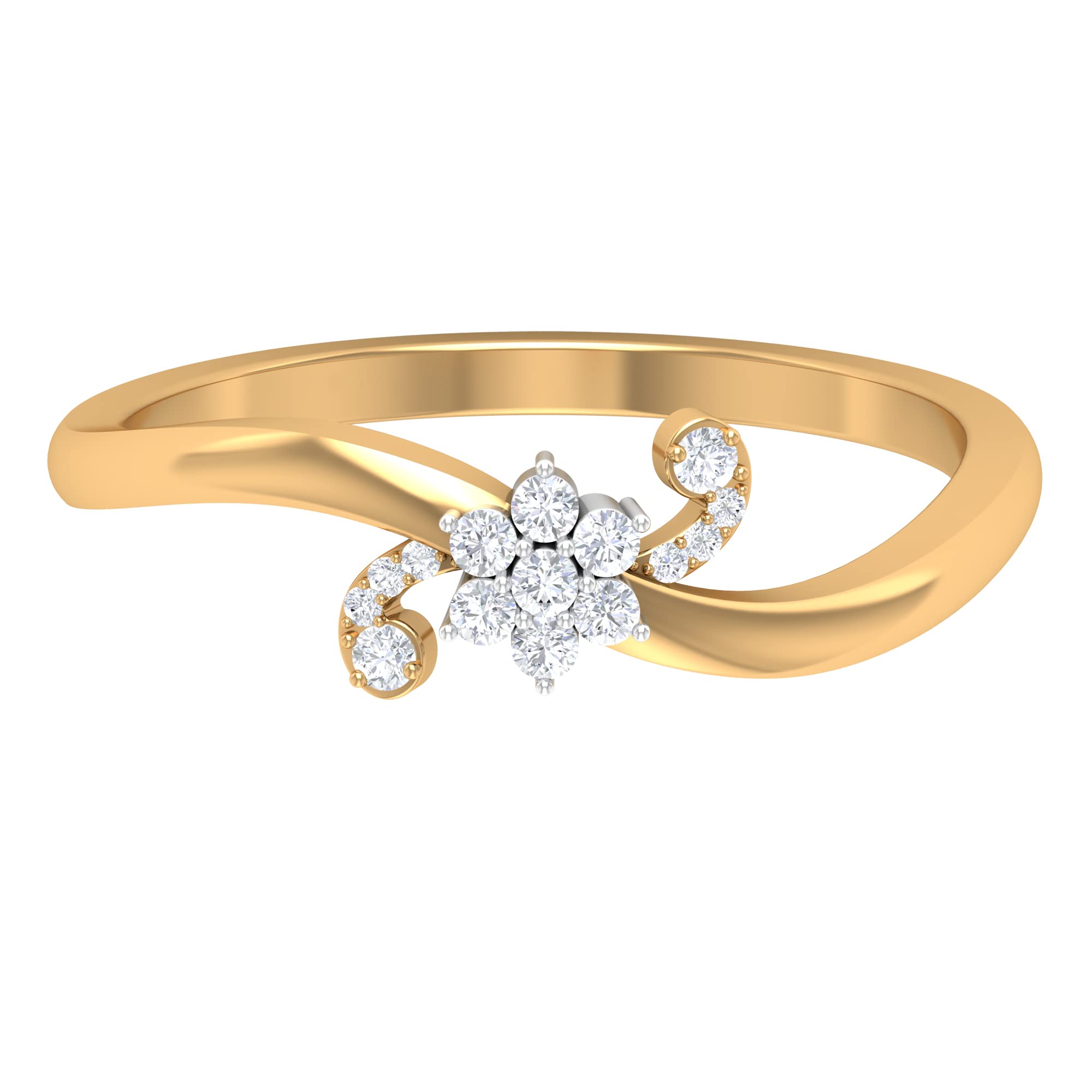 1/4 CT Natural Diamond Flower Ring - 14K Solid Gold April Birthstone Ring, Genuine Diamond Dainty Ring for Women | Perfect for Engagement, Anniversary & Special Occasion Gifts