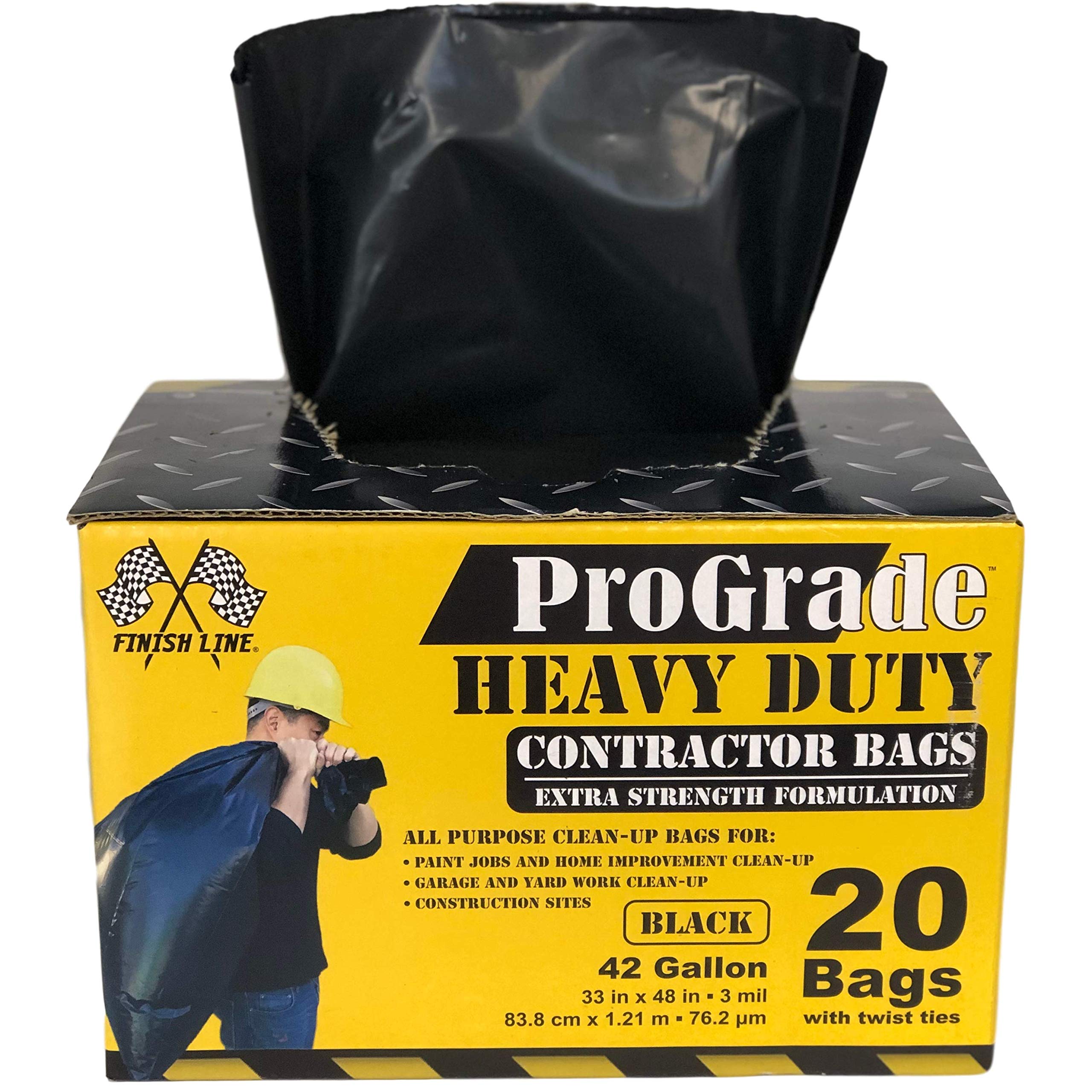 Reliable Heavy Duty 42 Gallon Contractor Garbage Bags - 20 Count Black Trash Bags for Construction, Renovation & Yard Waste Cleanup