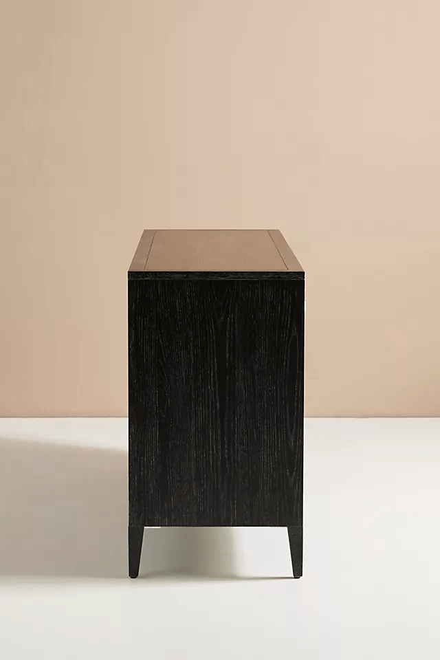 Hand Carved Textured Trellis Buffet Table - Black Indian Furniture for Dining Room & Living Room Storage