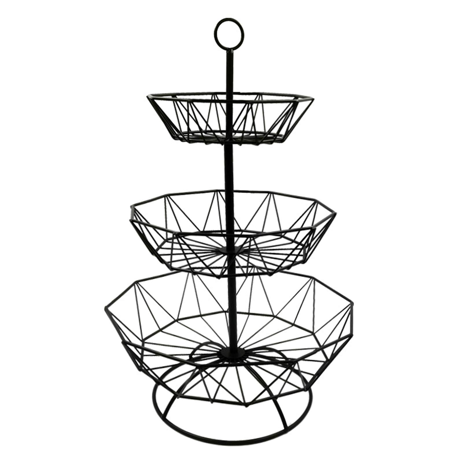 Nordic Style 3-Tier Iron Fruit Basket - Sturdy & Elegant Snack Organizer for Kitchen Counter, Dining Table & Living Room | Perfect for Fruits, Bread & Home Decor