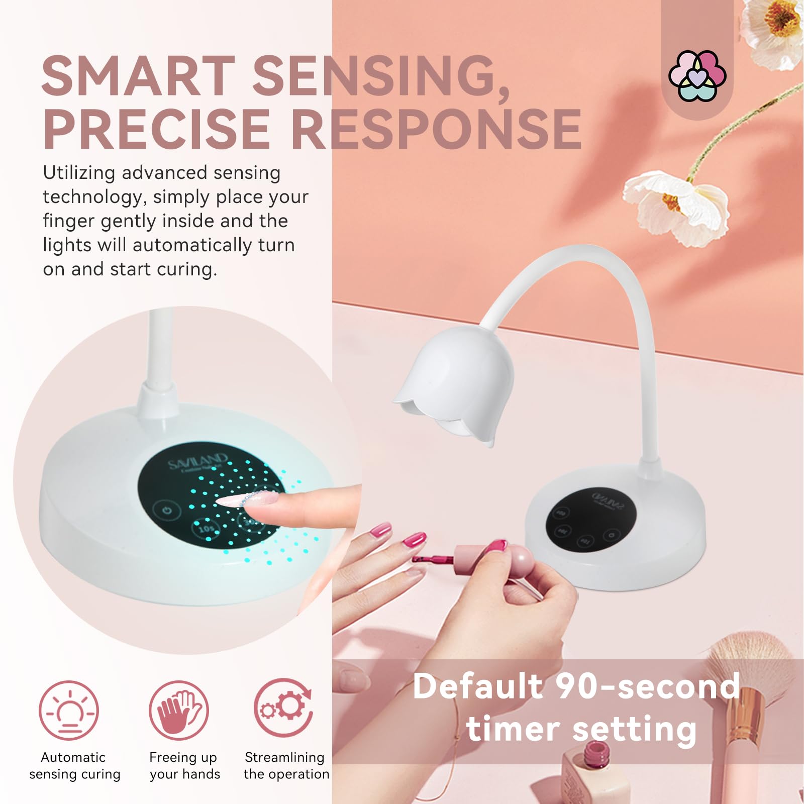 SAVILAND Intellisense 30W Cordless LED Nail Lamp - Rechargeable UV Gel Polish Dryer for Quick Drying, Portable Manicure Light for Home & Salon Use | Perfect for DIY Nail Art, Gel Extensions, and Professional Nail Treatments