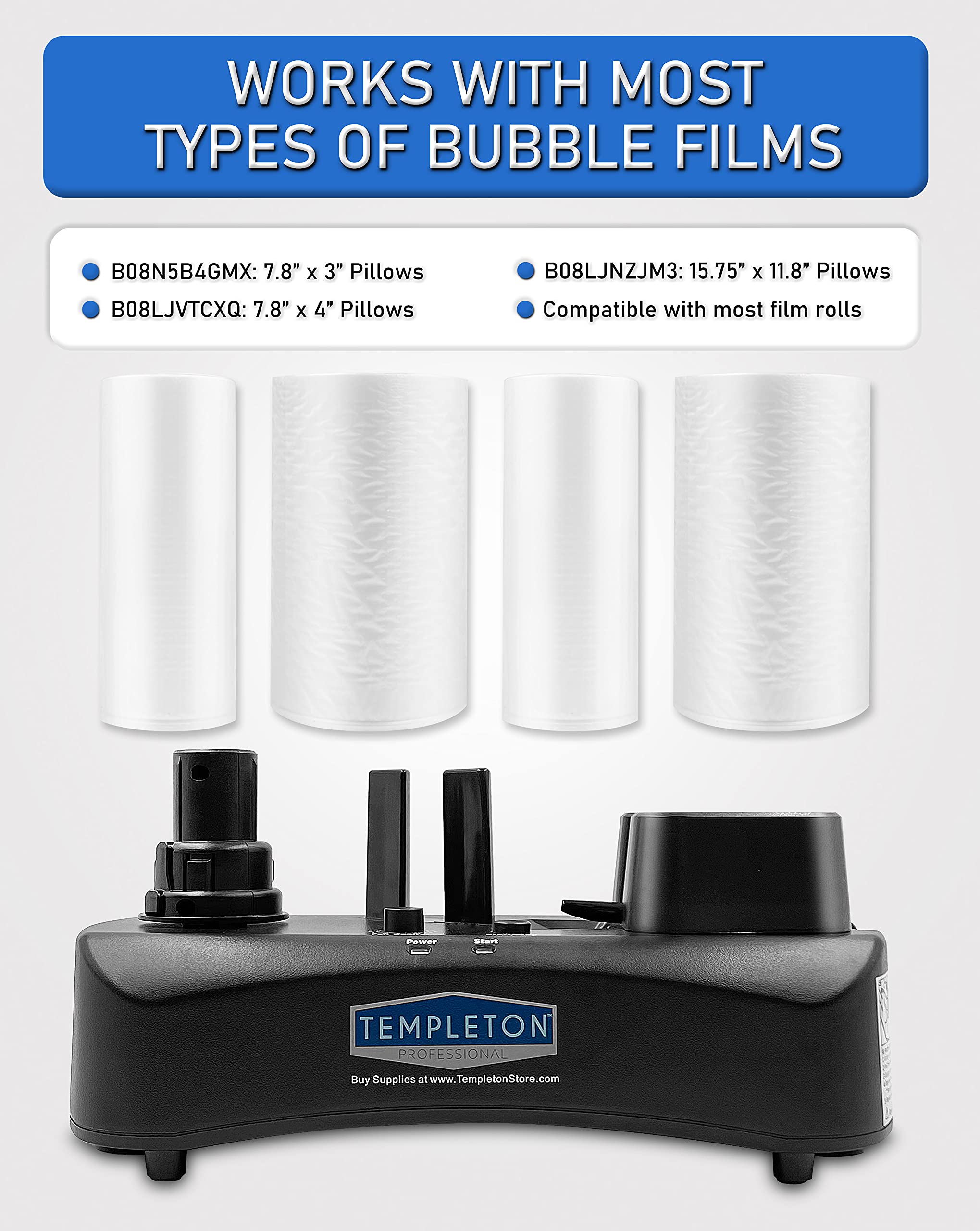Templeton TM733 Air Bubble Pillow Packaging Machine with Cushion Film Roll - Fast Warm Up for Efficient Shipping Protection | Ideal for E-commerce, Fragile Items & Product Packaging