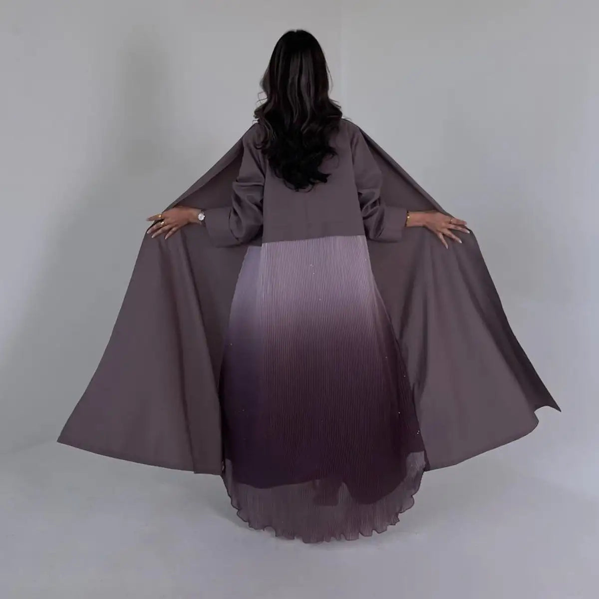 Elegant Chiffon Pleated Cardigan Open Abaya Dress for Women - Lightweight Cover-Up for Modest Fashion, Prayer, and Special Occasions