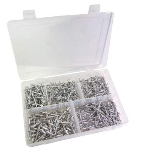 Aluminum Blind Rivet Assortment 500 PC - Heavy Duty Pop Rivets for Metal, Plastic & Woodworking Projects