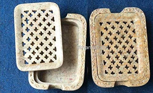 Handmade Soap Holder 4.5 x 3.5 Inches - Carved Soap Dish Set of 5 - Indian Handicraft Bathroom Decor - Perfect for Spa, Bathroom, and Shower Organization