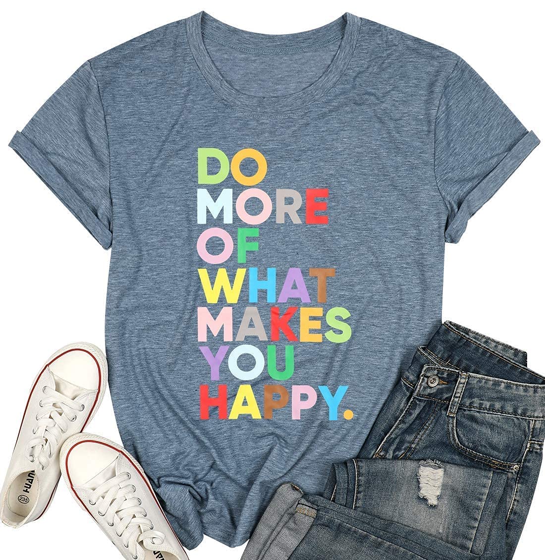 Women's Inspirational Graphic Tee - Positive Message Letter Printed T-Shirt for Teachers | Cute & Happy Casual Wear for Work, School & Everyday Outfits