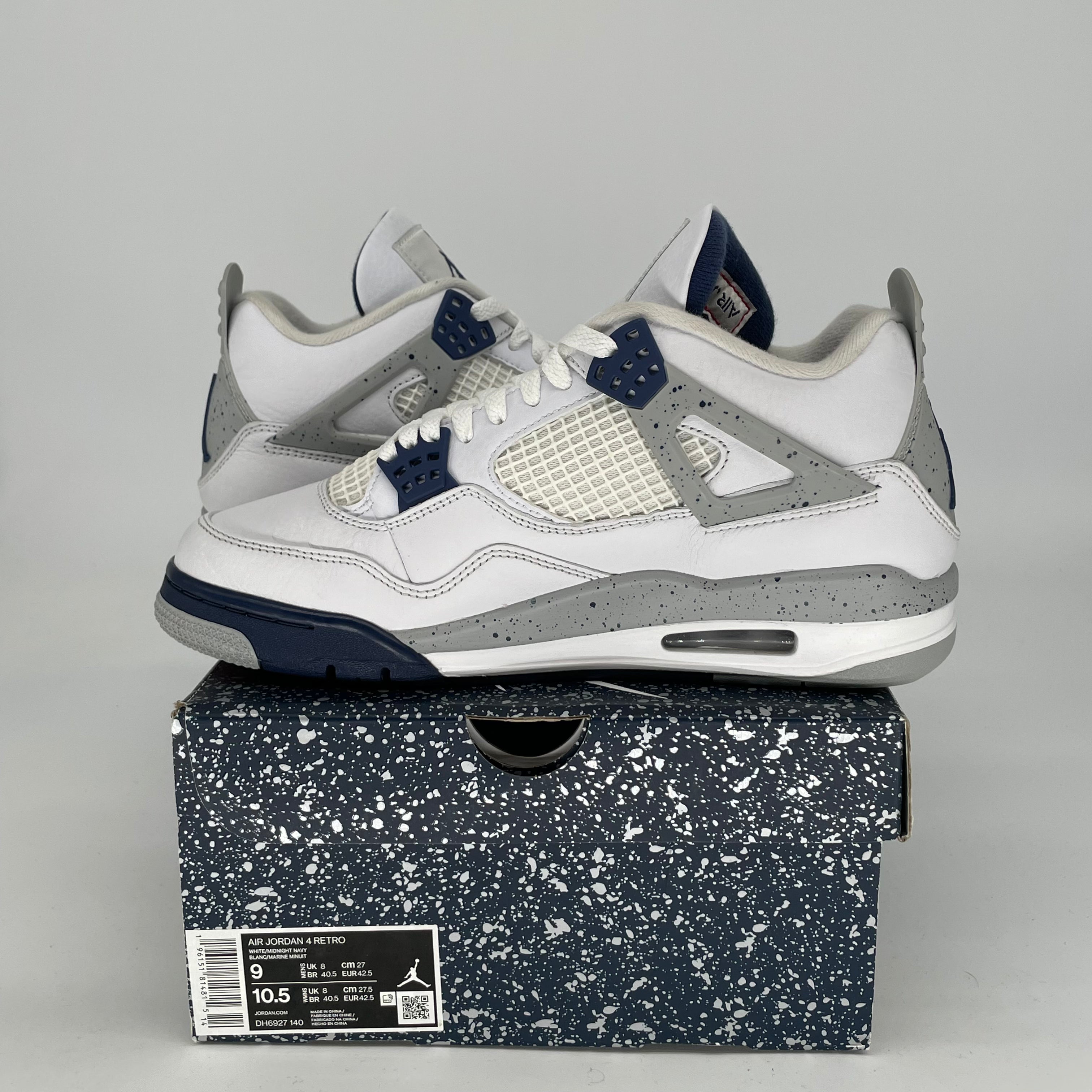 Air Jordan 4 Retro Midnight Navy Men's/Women's Sneakers - Size 9/10.5W (DH6927-140) - Basketball Shoes for Streetwear & Casual Outfits