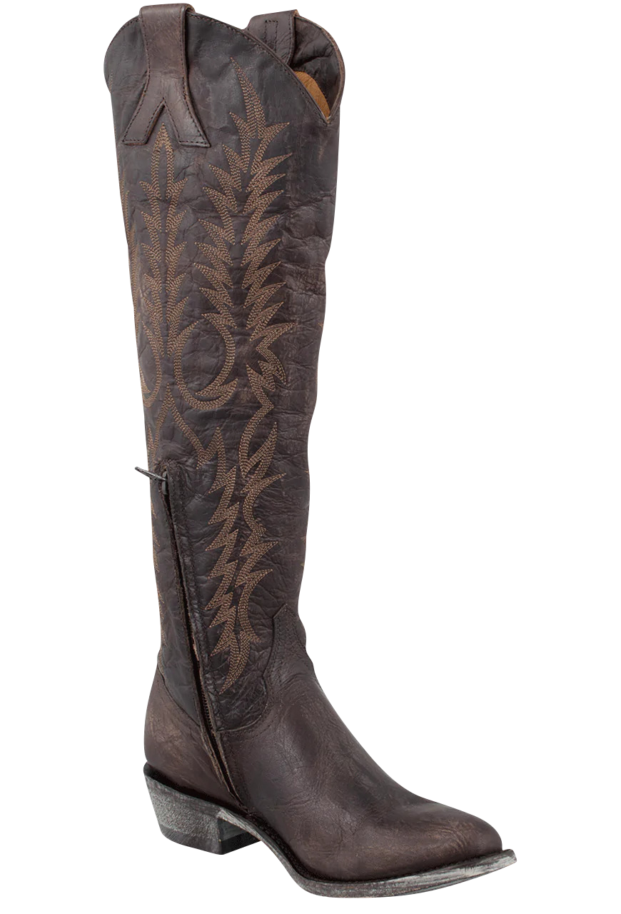 Old Gringo Women's Mayra Razz Cowgirl Boots - Genuine Leather Western Boots with Embroidery in Chocolate Brown | Perfect for Country Dancing, Rodeos & Western Fashion