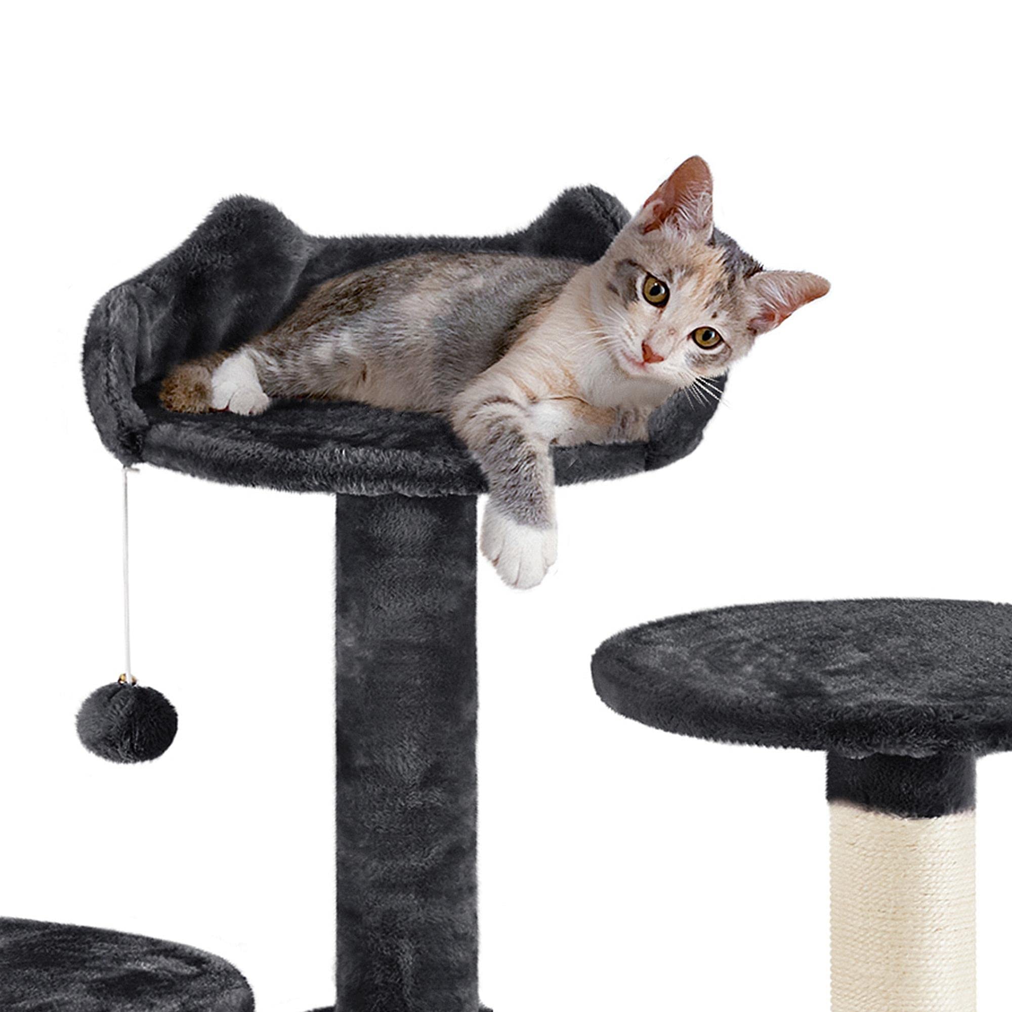 Topeakmart 70 Inch Multi-Level Cat Tree Tower with Scratching Posts, Dangling Toys, and Condos - Sturdy Cat Furniture for Indoor Cats (Black) - Perfect for Small Spaces, Apartments & Playful Kittens