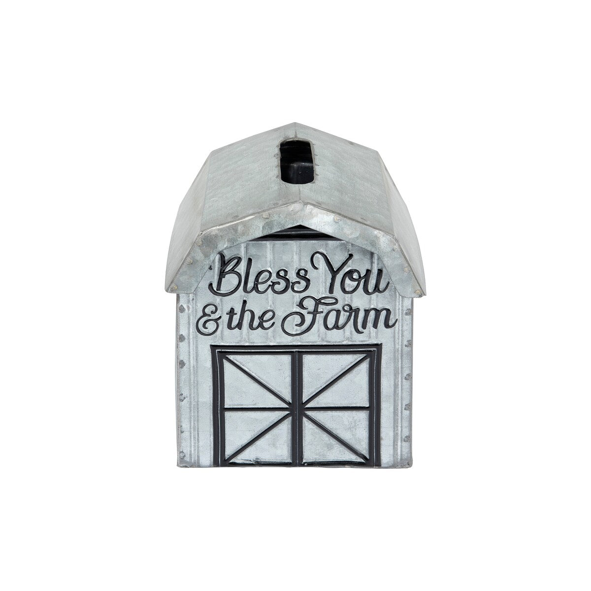 Bless You & the Farm Metal Barn Shaped Tissue Holder - Silver - Rustic Home Decor for Farmhouse, Country Kitchen & Bathroom