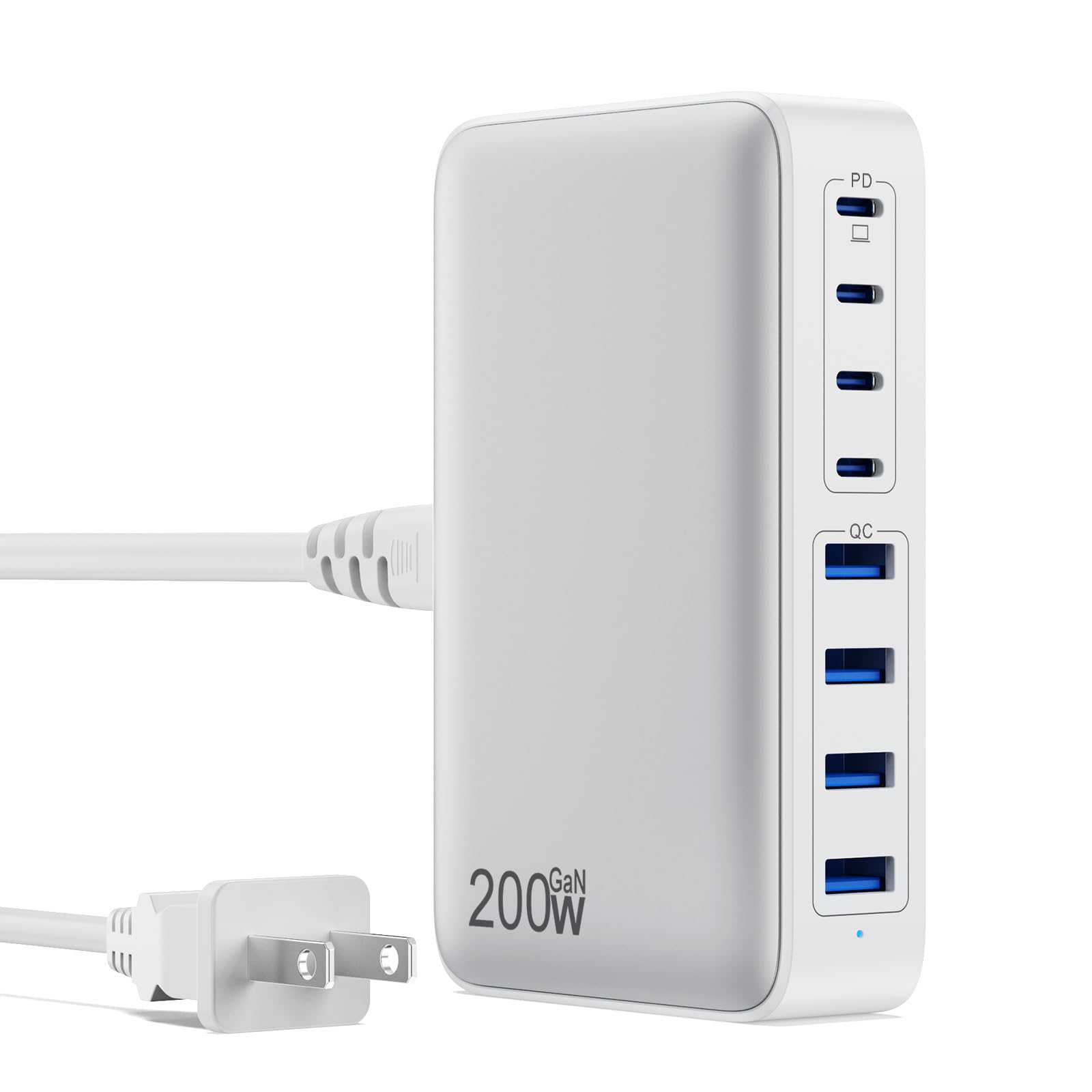 200W USB C Charger Block - GaN III 8-Port Fast Charging Station with PD 65W - Compatible with MacBook Pro/Air, Dell, Steam Deck, iPhone 16/15/14, Galaxy S23/22 - Perfect for Home, Office & Travel Charging Needs