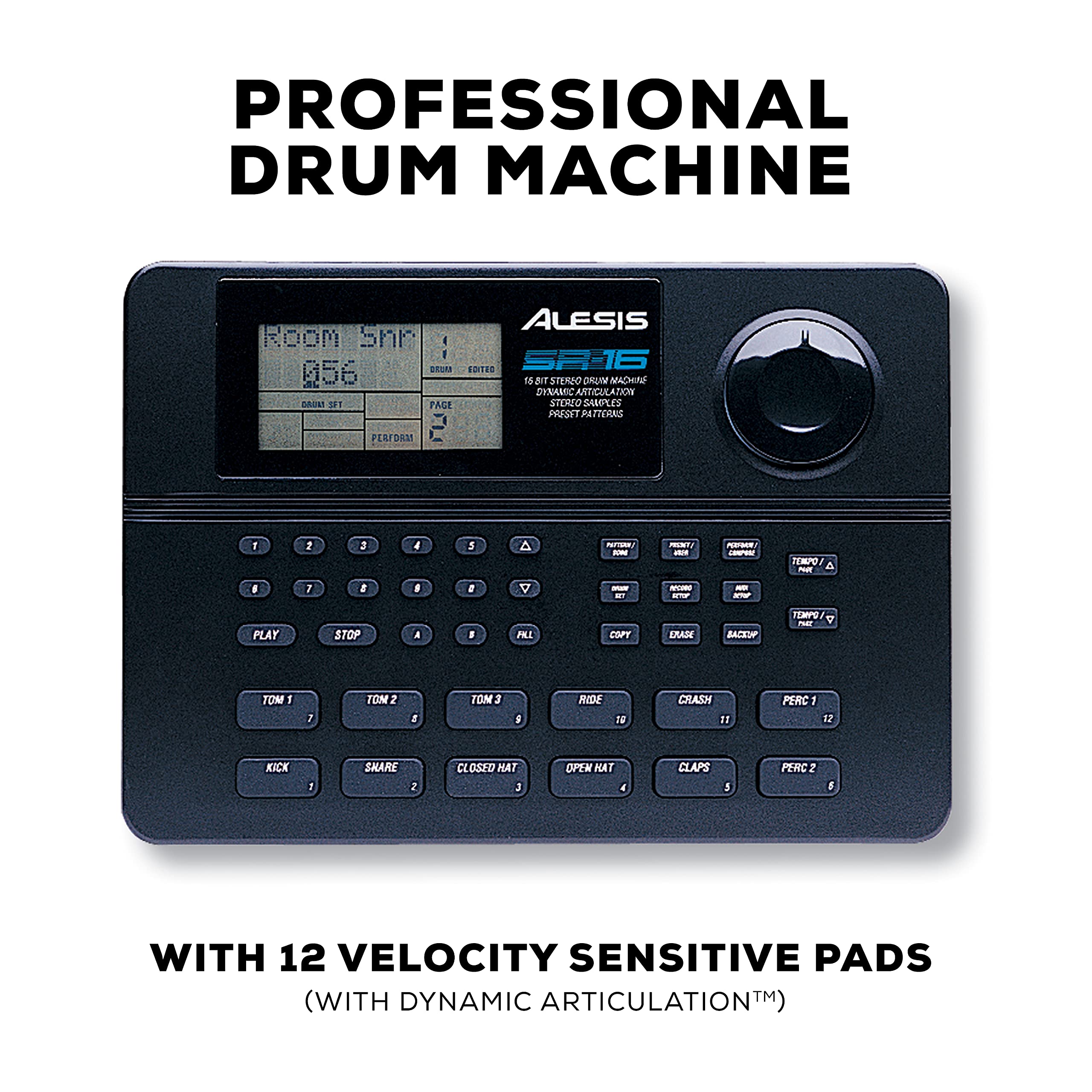 Alesis SR-16 Professional Drum Machine - Standalone Electronic Drum Kit with 233 Onboard Sounds, Built-In Effects & MIDI I/O for Music Production, Live Performance & Studio Recording