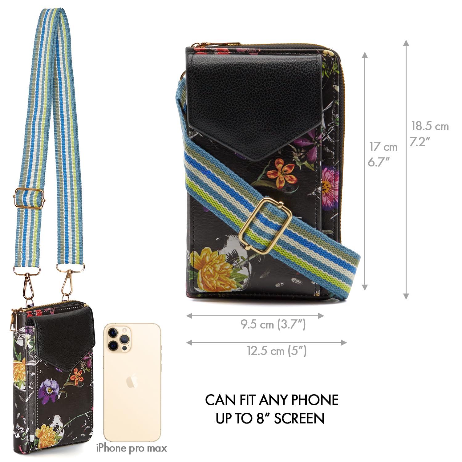 Woodland Vegan Leather Crossbody Phone Bag for Women - Anti-Theft Zipper Pocket, Multi-Section Card Holders | Stylish & Compact Purse for Everyday Use, Travel & Shopping