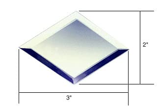 CRL Clear Mirror Diamond Shape Glass Mirror Baguettes MB23D - Decorative Glass Tiles for Kitchen Backsplash, Bathroom Wall & DIY Home Decor Projects