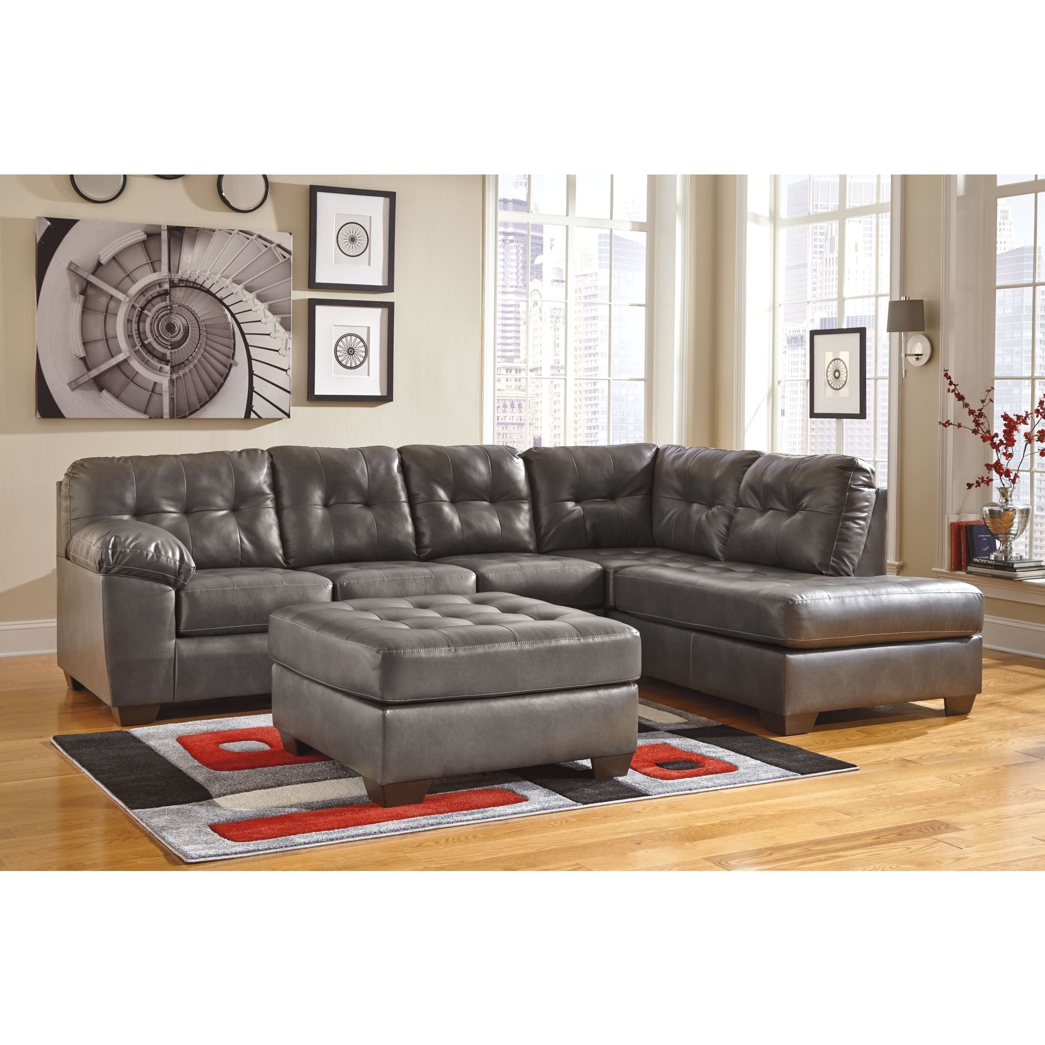 Alliston Oversized Grey Ottoman - Extra Large Footrest Pouf for Living Room, Bedroom & Nursery - Soft & Stylish Home Decor