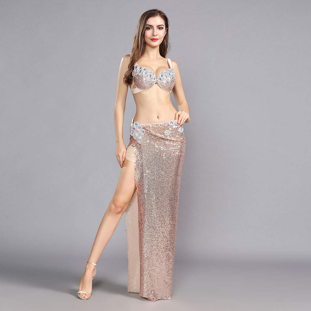 Royal Smeela Women's Belly Dance Costume Set - Sequin Bra Top & Skirt for Belly Dancing, Carnival, Performances & Festive Events | Perfect for Performances, Dance Classes & Themed Parties
