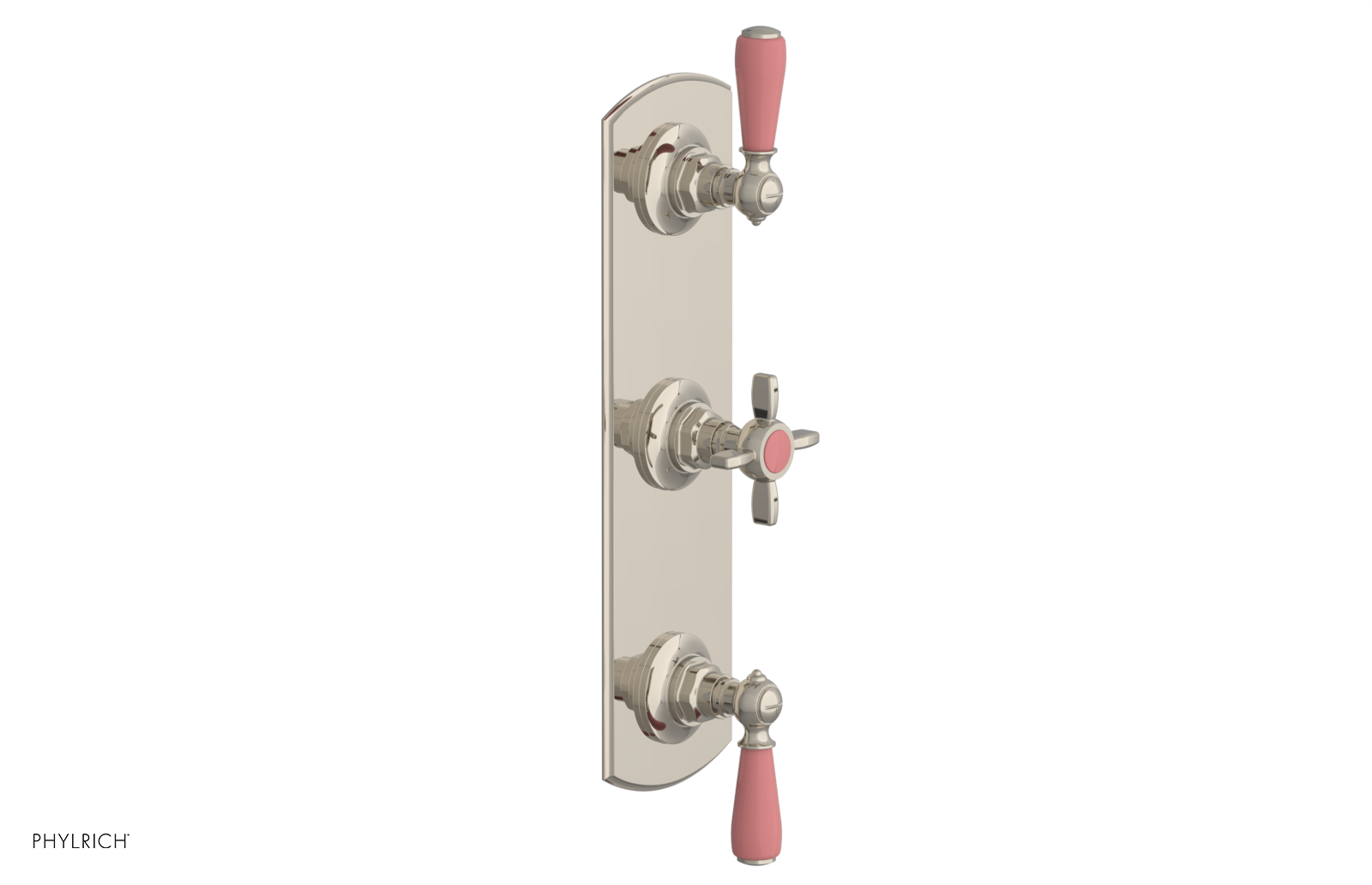 Jamestown Thermostatic Shower Valve with Dual Volume Control - Pink Accented Bathroom Fixture for Modern & Vintage Bathroom Renovations