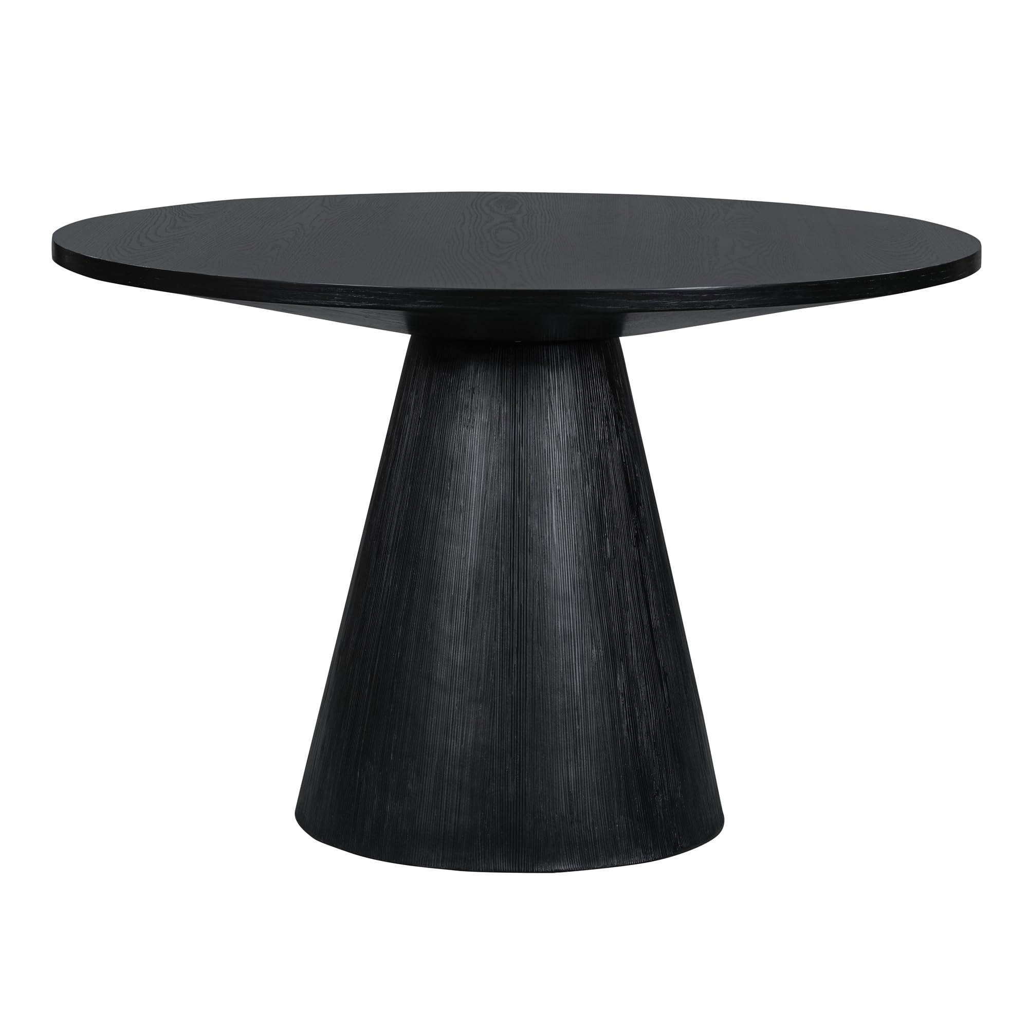 Vintage Round Wooden Dining Table - 42 Inch Retro Kitchen & Living Room Table, Solid Wood Top with Black Finish - Perfect for Small Spaces, Breakfast Nooks & Cozy Family Gatherings