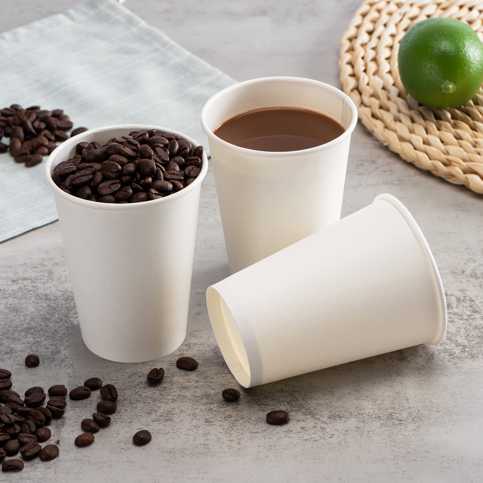 RACETOP 8 oz Disposable Paper Coffee Cups - 1000 Pack Bulk White Hot Drink Cups for Coffee, Tea, Hot Chocolate - Perfect for Parties, Home, Office & Cafes - Eco-Friendly Paper Cups for Daily Use & Events