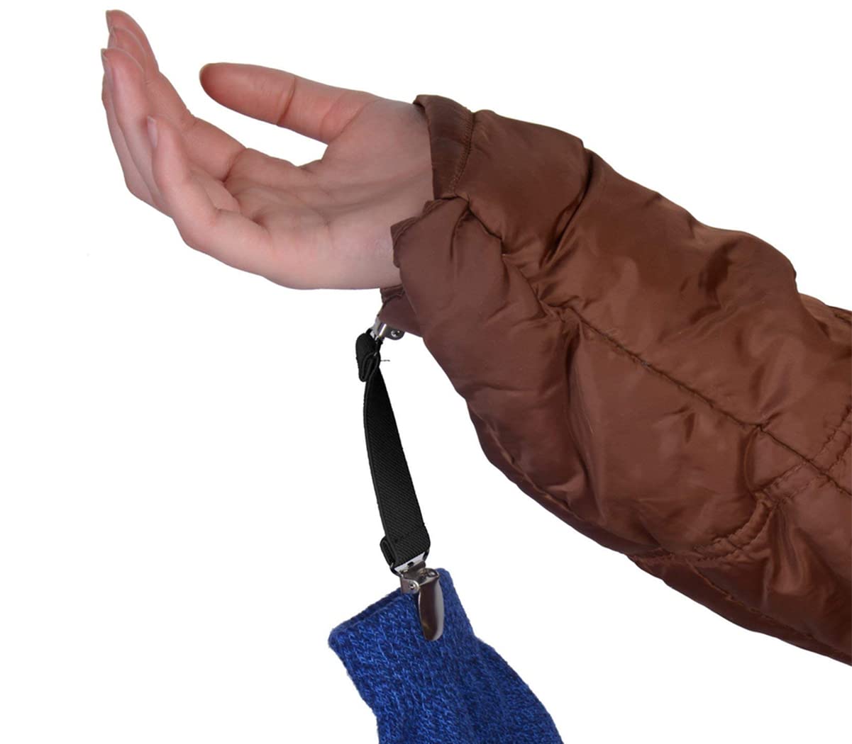Stainless Steel Mitten Clips for Gloves - 3 Pairs Black Elastic Glove Holders for Kids & Adults - Keep Mittens Together in Winter, Sports & Outdoor Activities