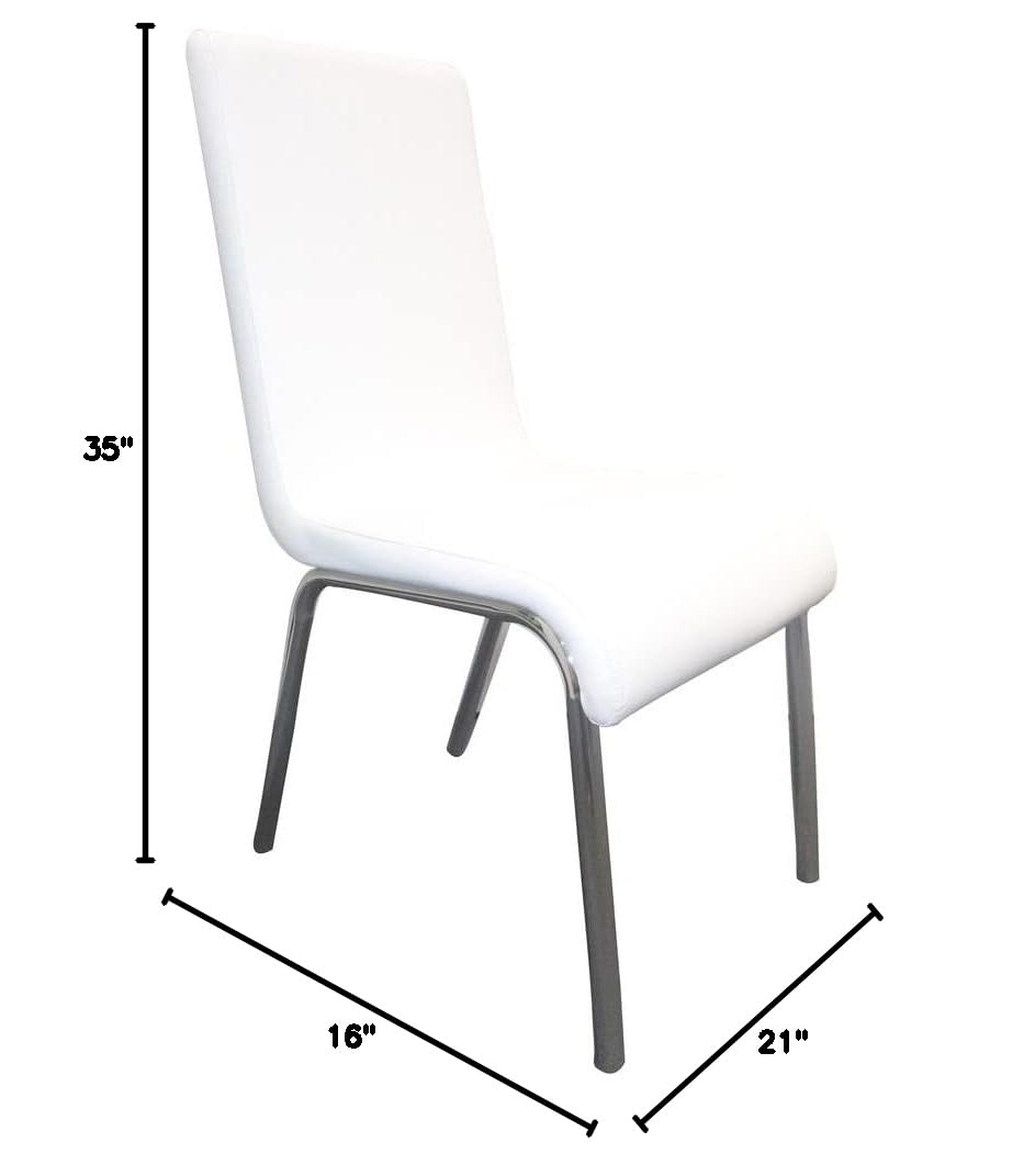 Best Modern Faux Leather Dining Chairs Set of 4 - White PU Leather Side Chairs for Kitchen, Dining Room & Office - Comfortable Contemporary Accent Chairs