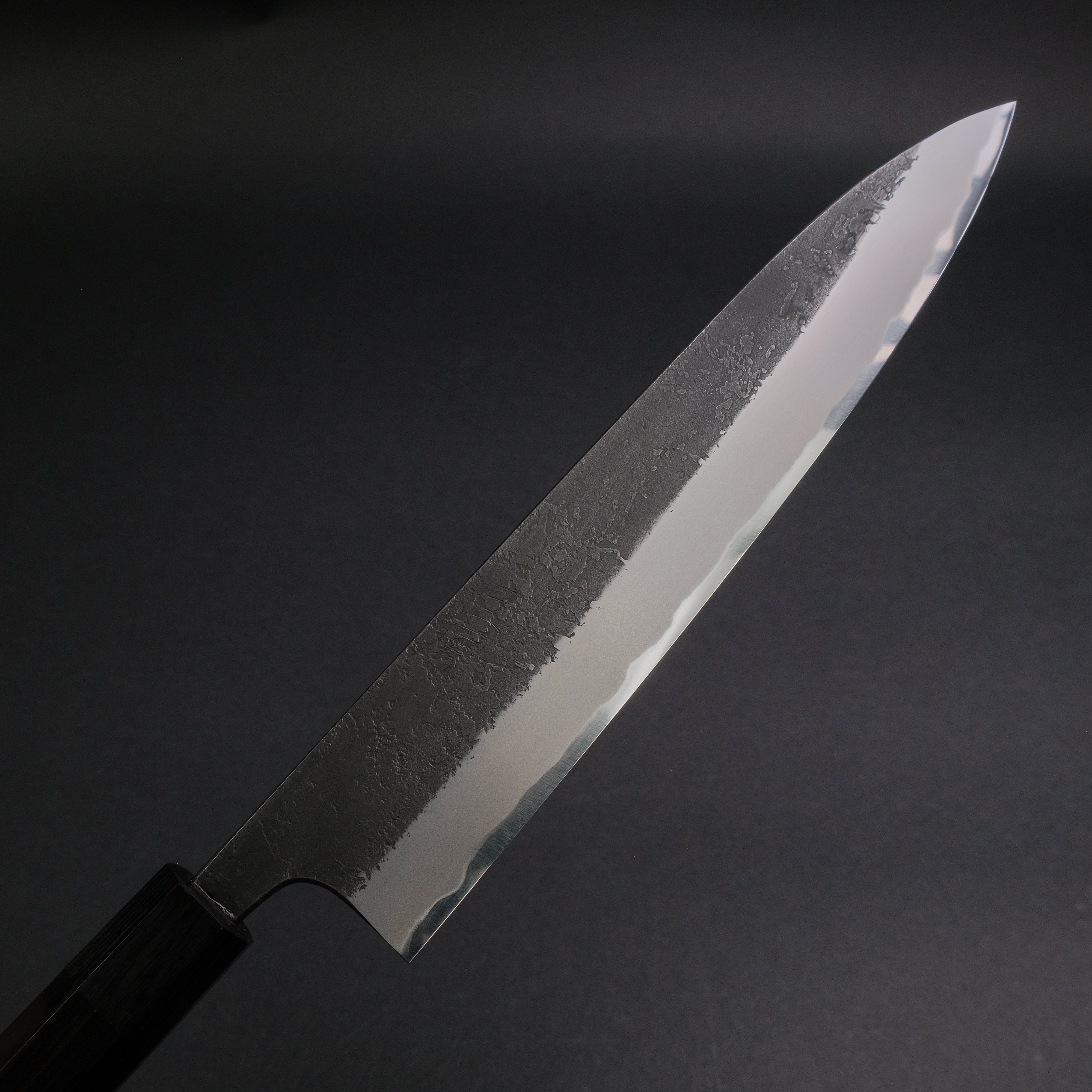 Akifusa Wakui Kurouchi Nashiji Blue #2 Gyuto 240mm Japanese Chef Knife with Ebony Handle - Professional Kitchen Knife for Sushi, Meat Cutting & Precision Cooking (Discounted)