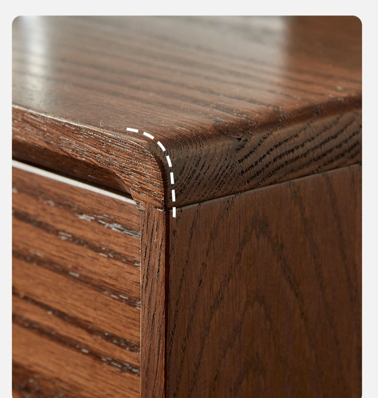 Solid Oak Wood Nightstand - Nordic Style Bedside Table for Bedroom, Living Room, or Office - Modern Minimalist Furniture with Storage Shelf