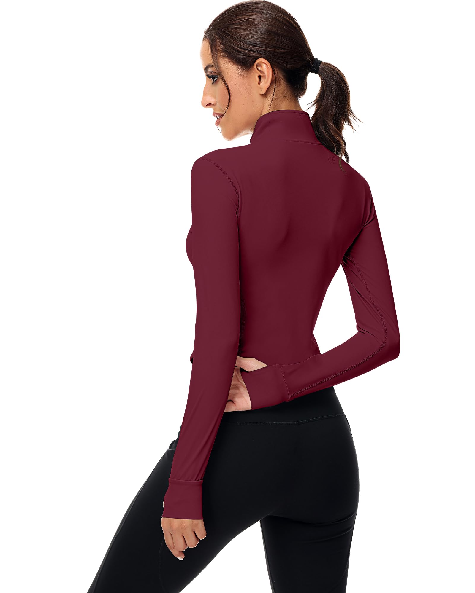 2 Pack Women's Workout Jackets - Long Sleeve Athletic Tops with Thumb Holes & Full Zip Lightweight Running Jackets for Gym, Yoga, Jogging & Outdoor Activities
