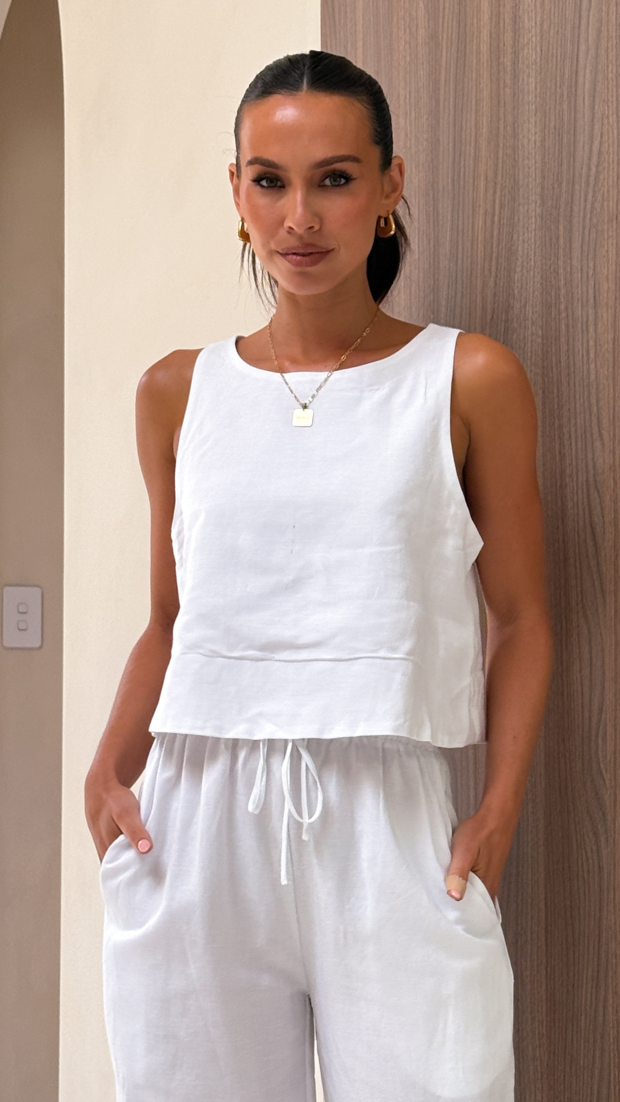 Lumina Women's Linen Blouse - Soft Breathable White Summer Tunic Top for Casual Outings & Beach Vacations