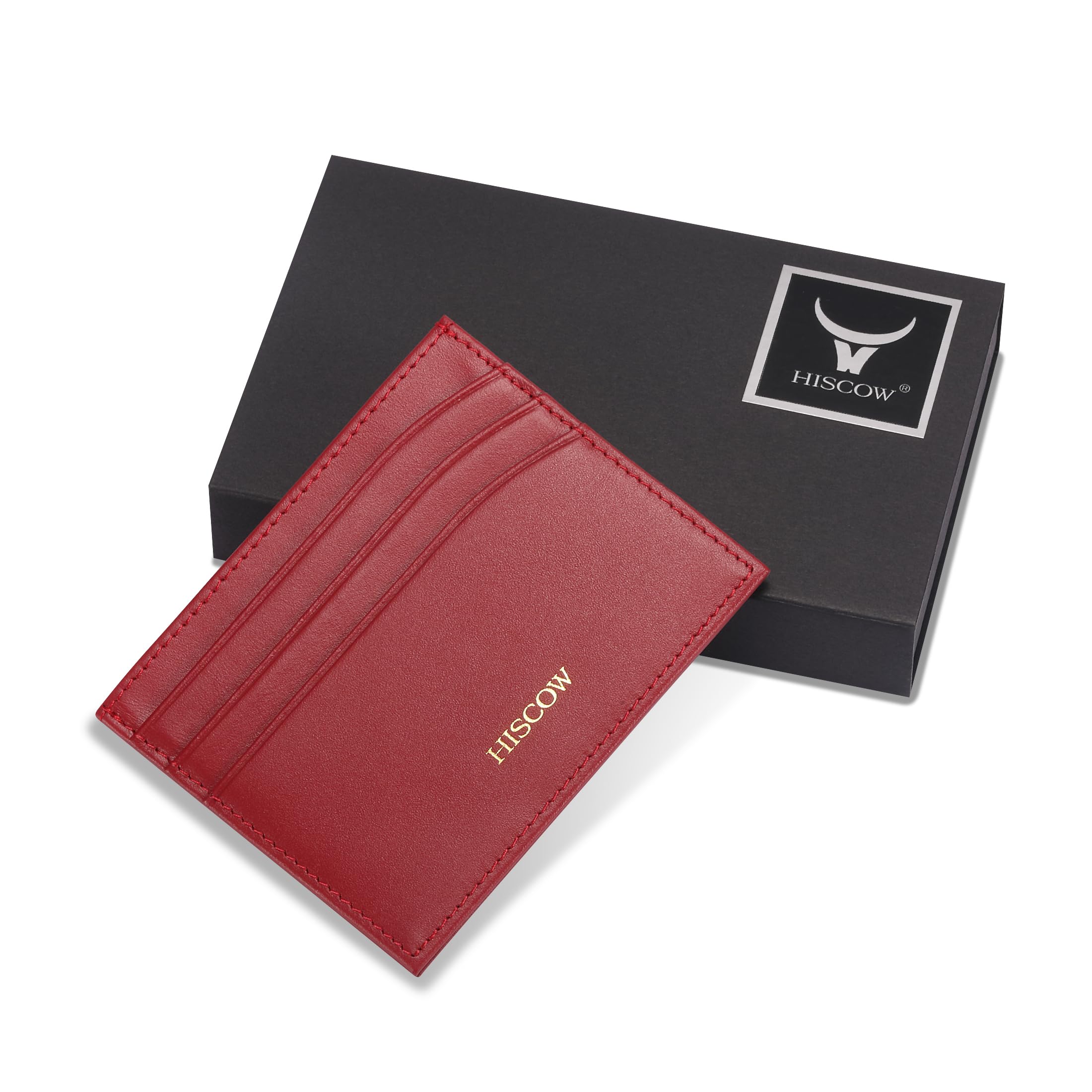 Slim Leather Card Holder for Men & Women - Red, Perfect for Travel & Daily Use