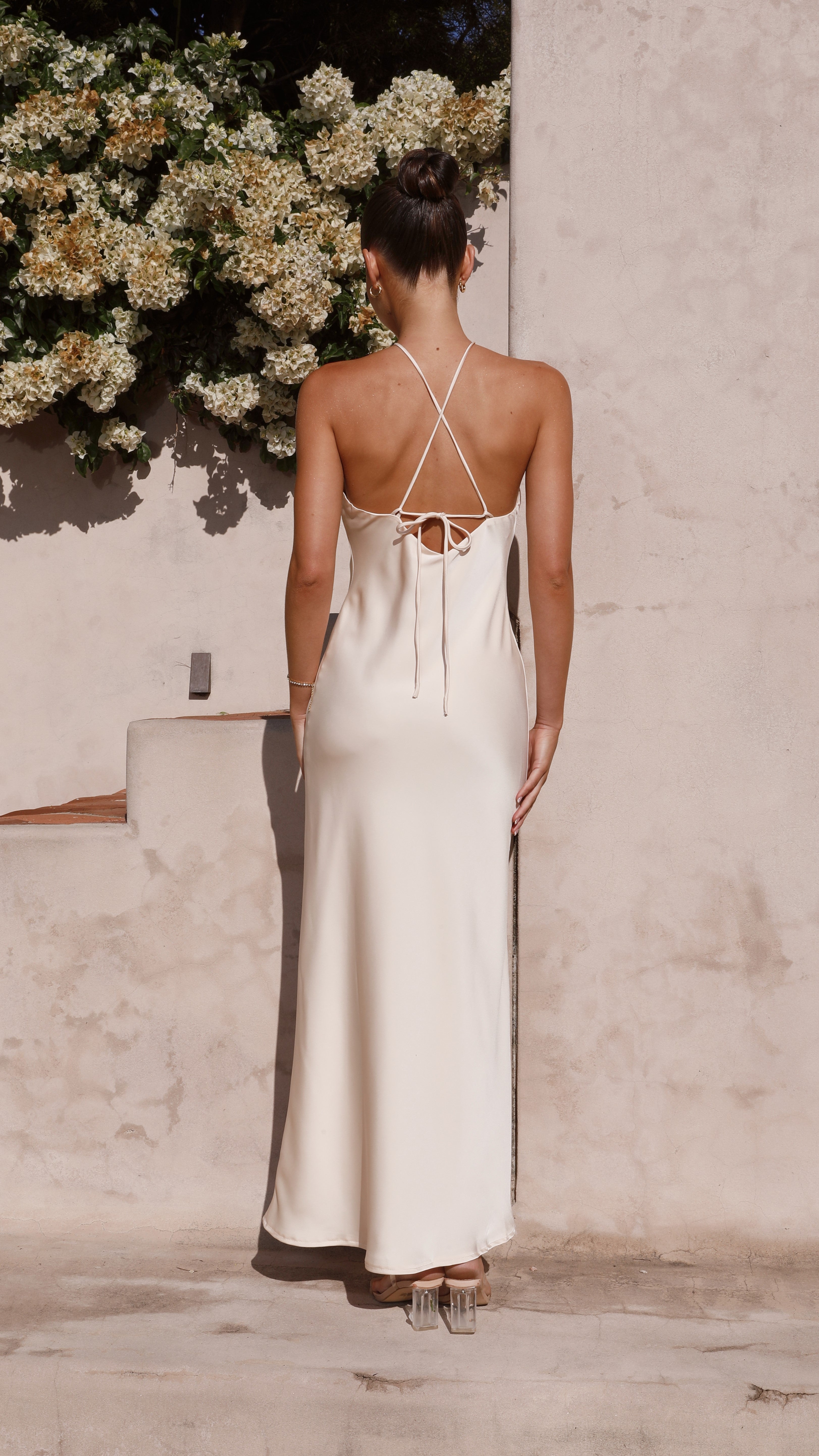 Elegant Chiara Maxi Dress in Champagne - Perfect for Weddings, Parties & Summer Vacations