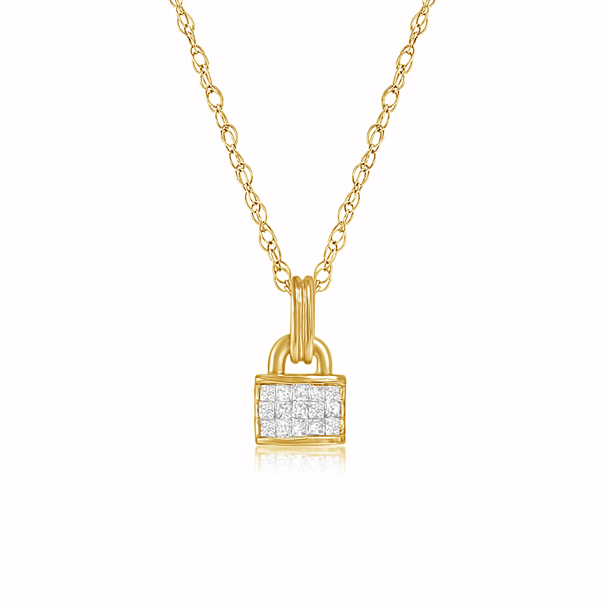 Princess Cut Diamond Padlock Necklace - Elegant 14K Gold Pendant for Women | Perfect Gift for Anniversary, Valentine's Day & Special Occasions