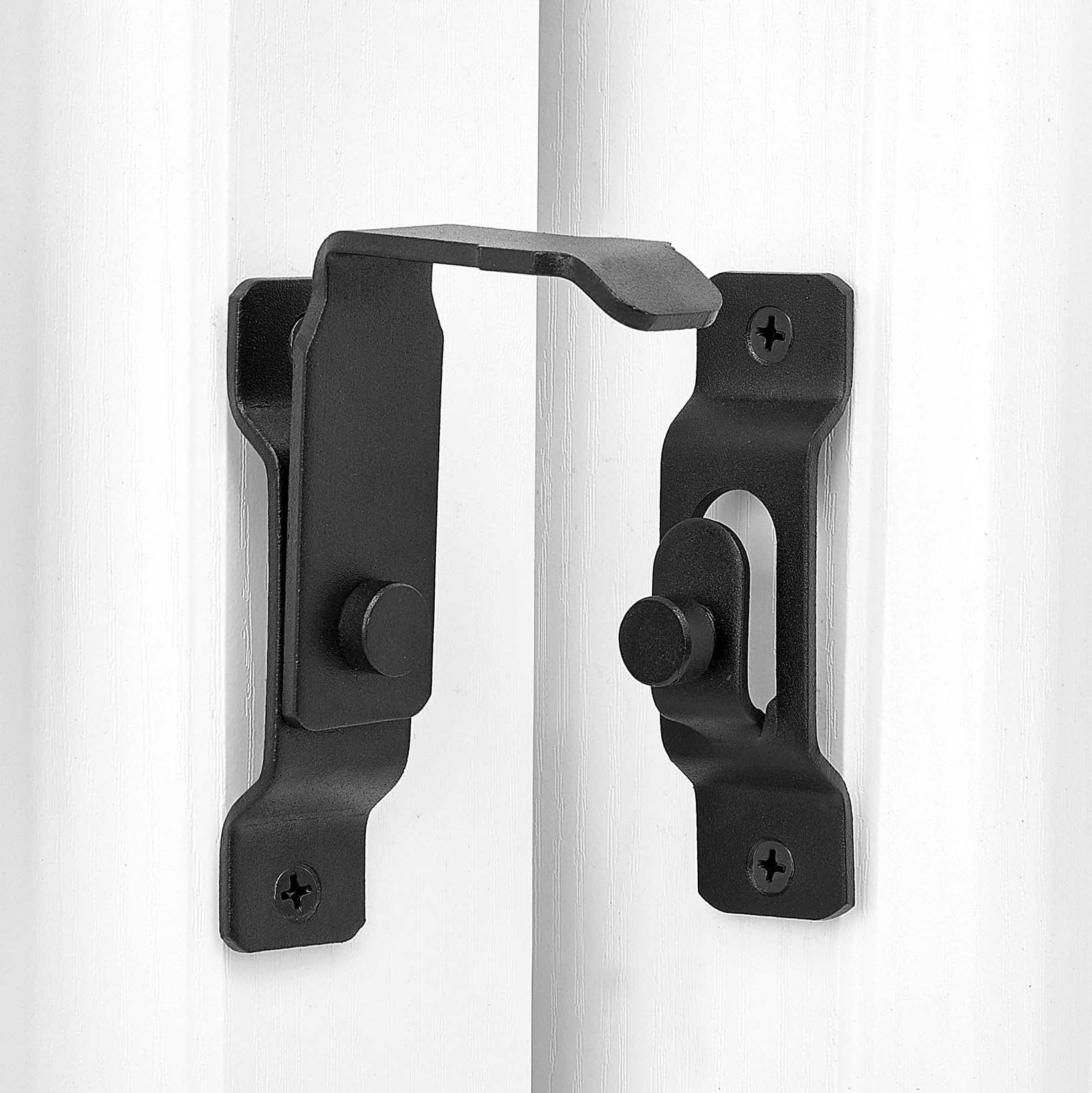2 Packs 90 Degree Flip Barn Door Lock - Matte Black Privacy Security Gate Latch for Sliding Doors, Wine Cabinets & Closets | Heavy Duty Antique Style Hook Lock for Home & Office Use