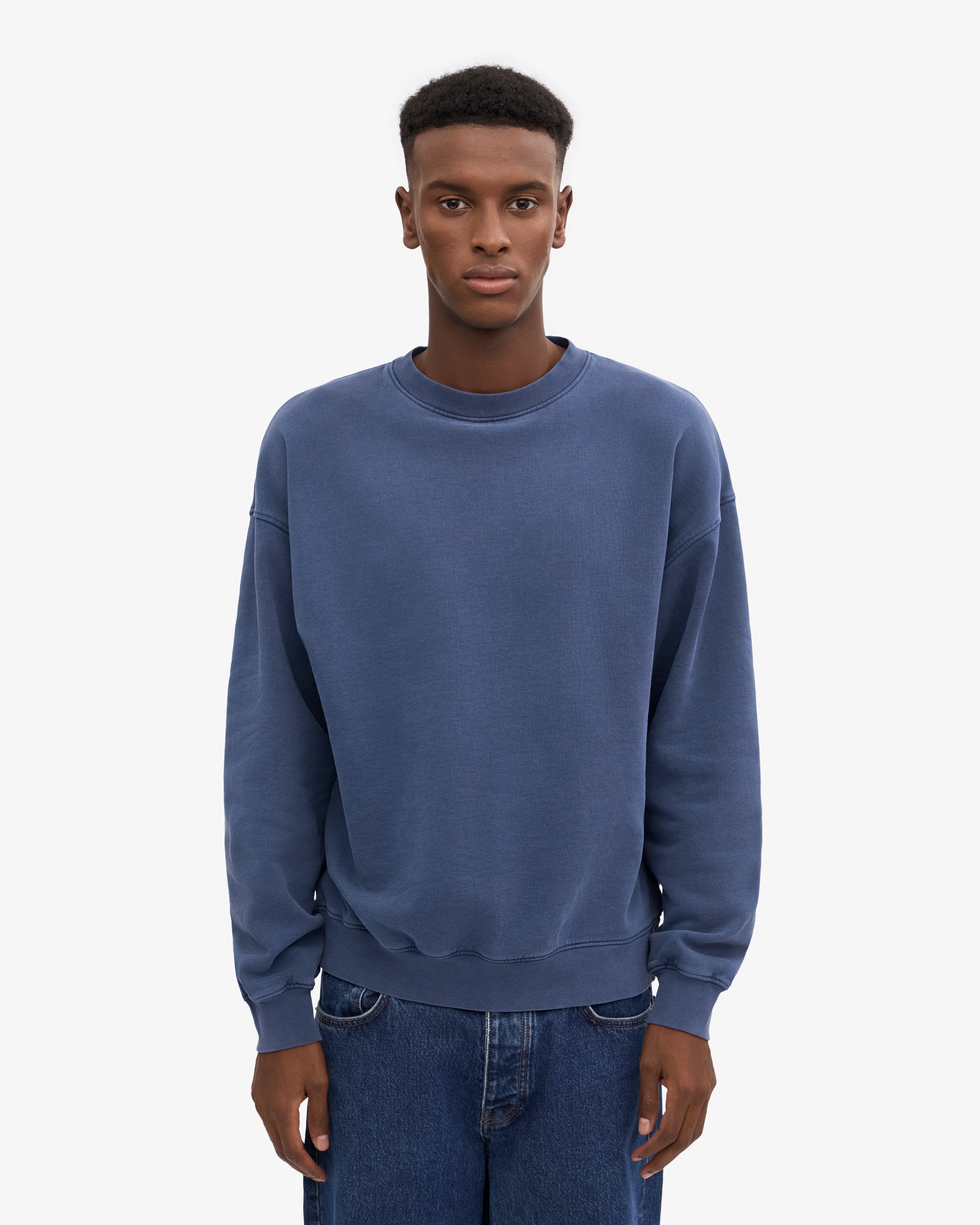 Organic Oversized Crewneck Sweatshirt for Women - Soft & Comfortable Neptune Blue Pullover - Perfect for Casual Wear, Lounge & Outdoor Activities