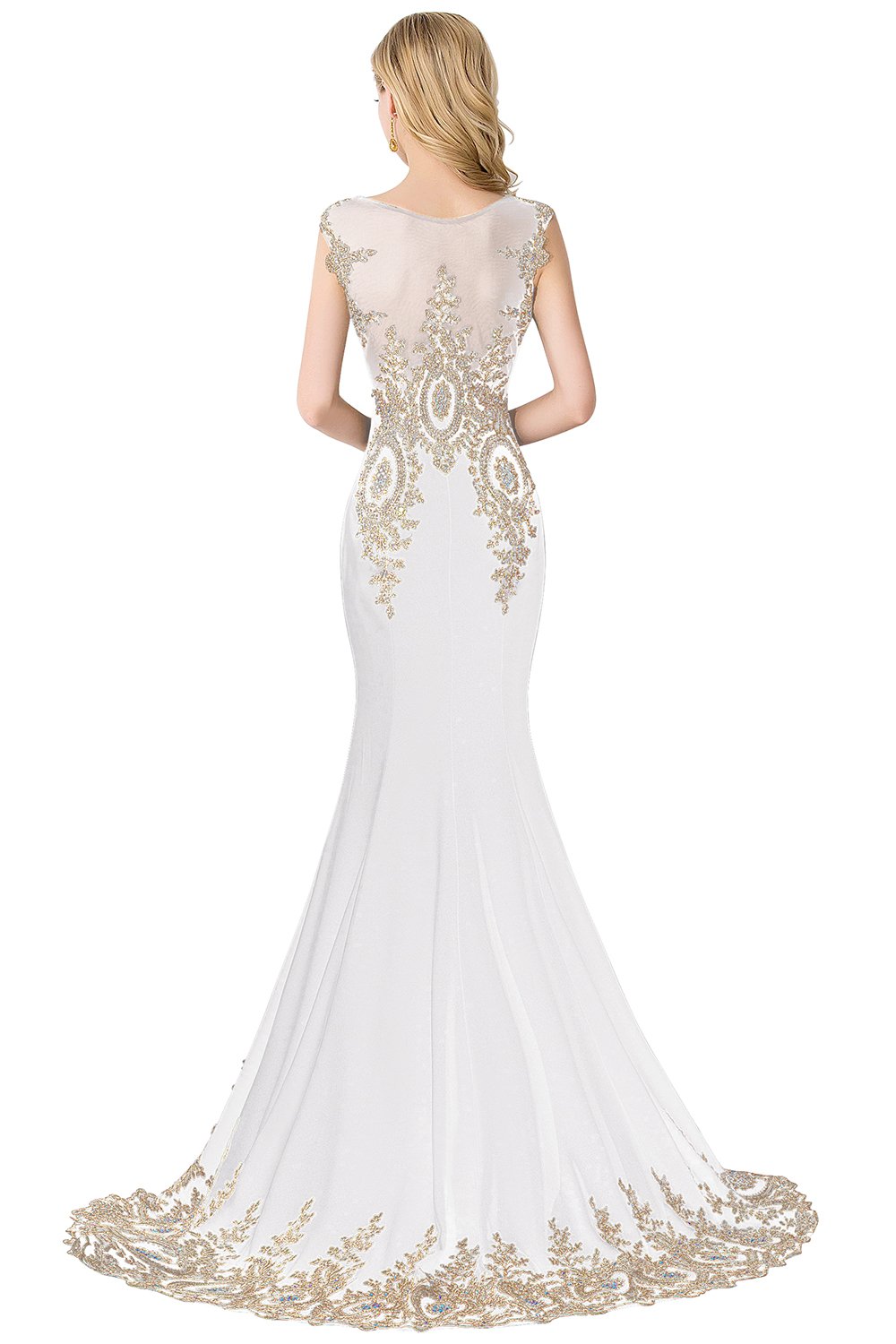 MisShow Women's Elegant Embroidery Lace Long Mermaid Formal Evening Gown - Perfect for Prom, Wedding Guest, Cocktail Party & Special Occasions
