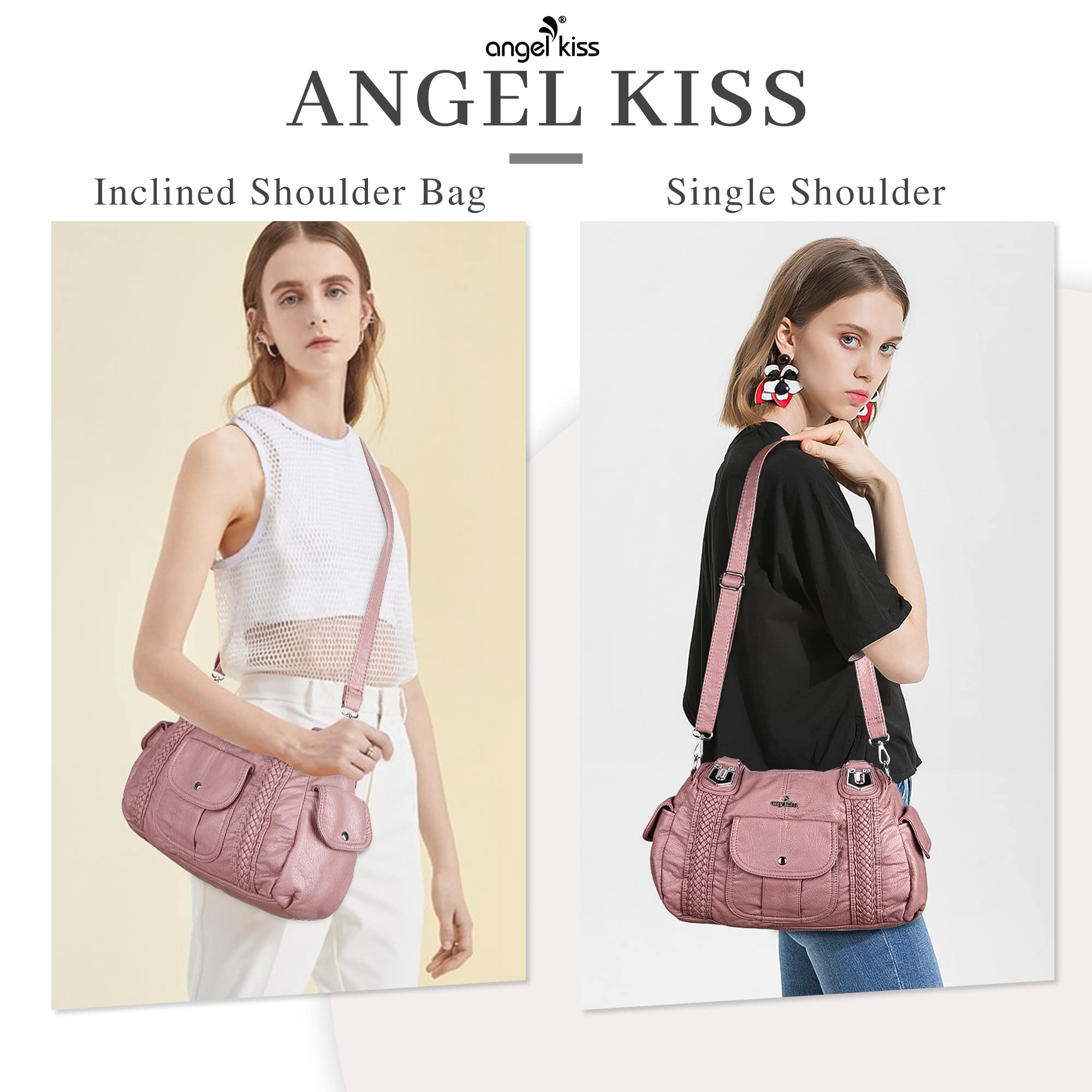 Angelkiss Women's Vegan Leather Crossbody Hobo Satchel Shoulder Tote Purse - Stylish & Durable Handbag for Work, Travel & Everyday Use