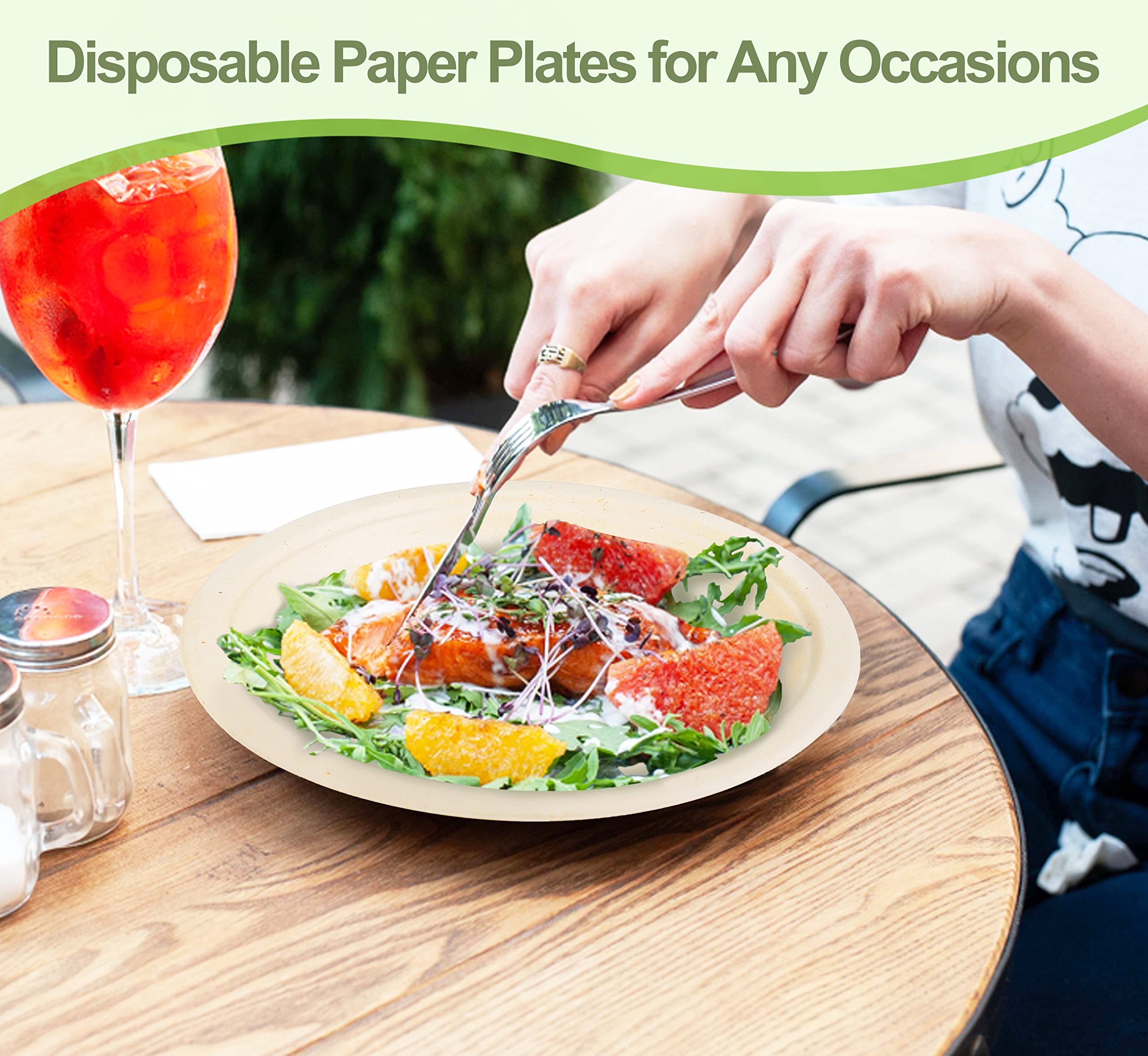 10 Inch Compostable Paper Plates - 50 Pack Heavy Duty Eco Friendly Disposable Plates | Sturdy Brown Recycled Paper Plates for Parties, Picnics, BBQs & Outdoor Dining