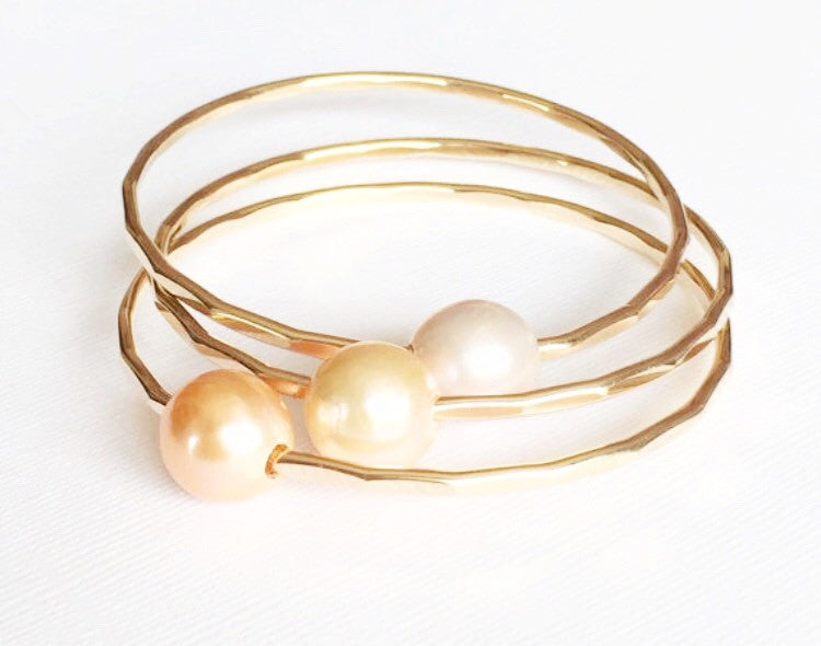 Malia Bangles Set with Edison Pearls (B177) - Elegant Pearl Bracelet for Women, Perfect for Weddings, Parties & Special Occasions